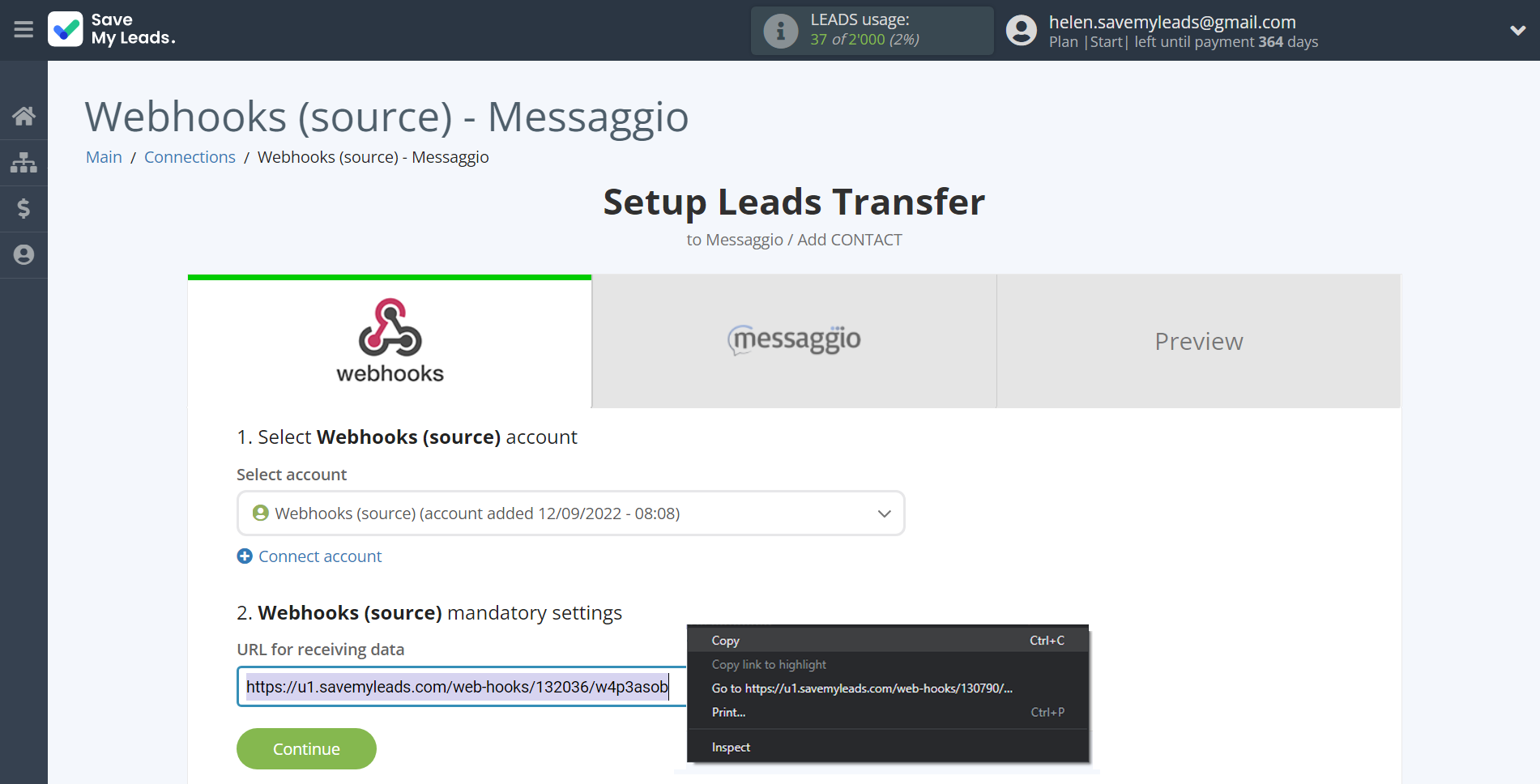 How to Connect Webhooks with Messaggio | Data Source account connection How to Connect Webhooks with Messaggio | Data Source account connection