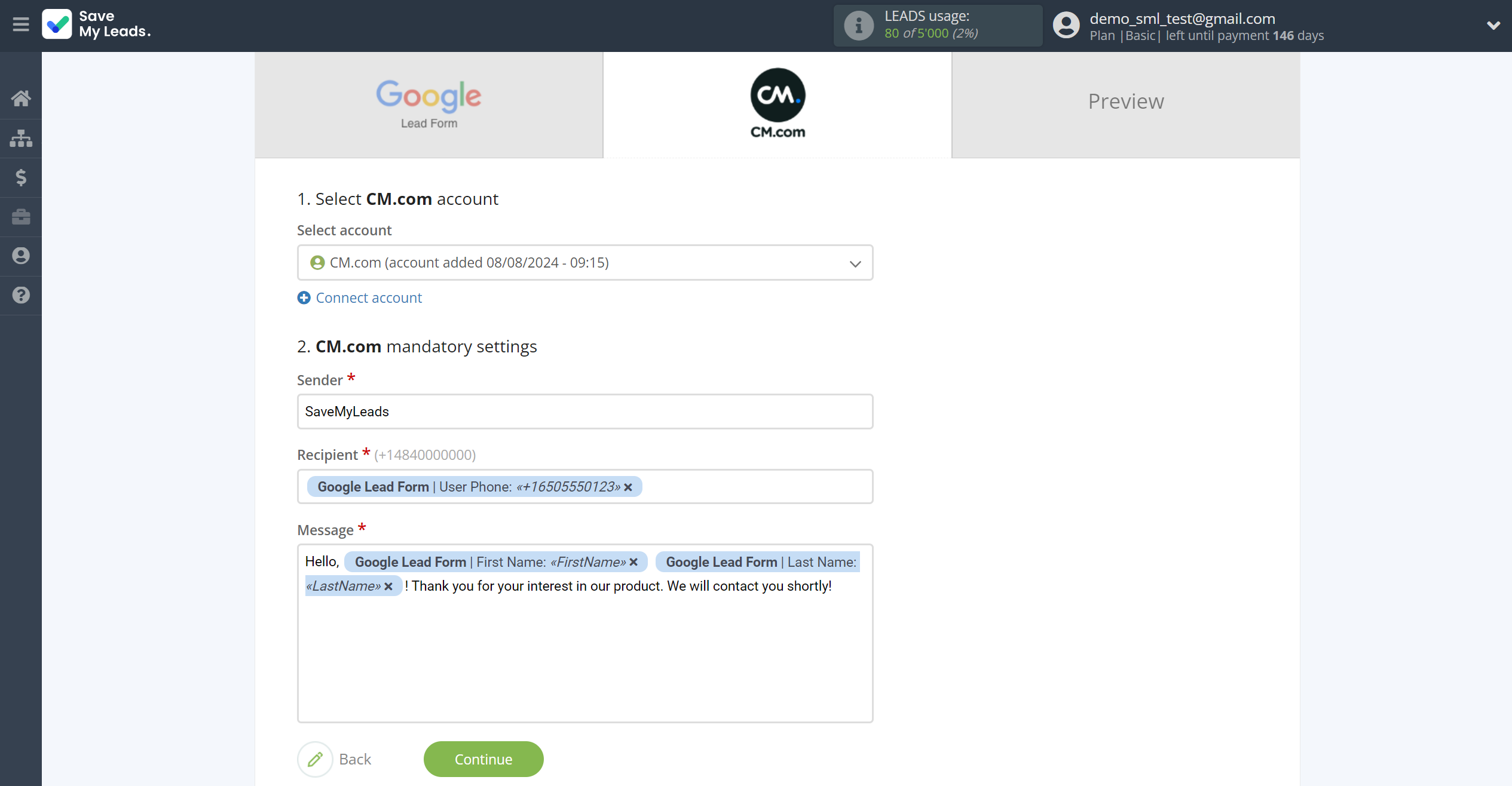 How to Connect Google Lead Form with CM.com | Assigning fields How to Connect Google Lead Form with CM.com | Assigning fields