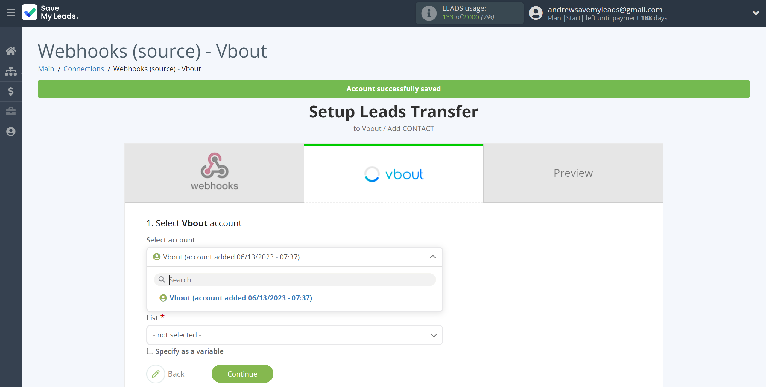 How to Connect Webhooks with Vbout Add Contacts | Data Destination account selection How to Connect Webhooks with Vbout Add Contacts | Data Destination account selection