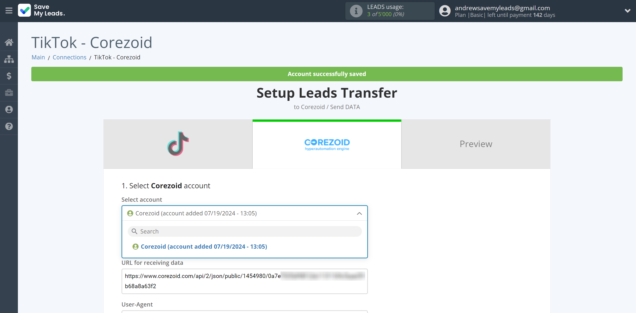 How to Connect TikTok with Corezoid | Data Destination account selection How to Connect TikTok with Corezoid | Data Destination account selection