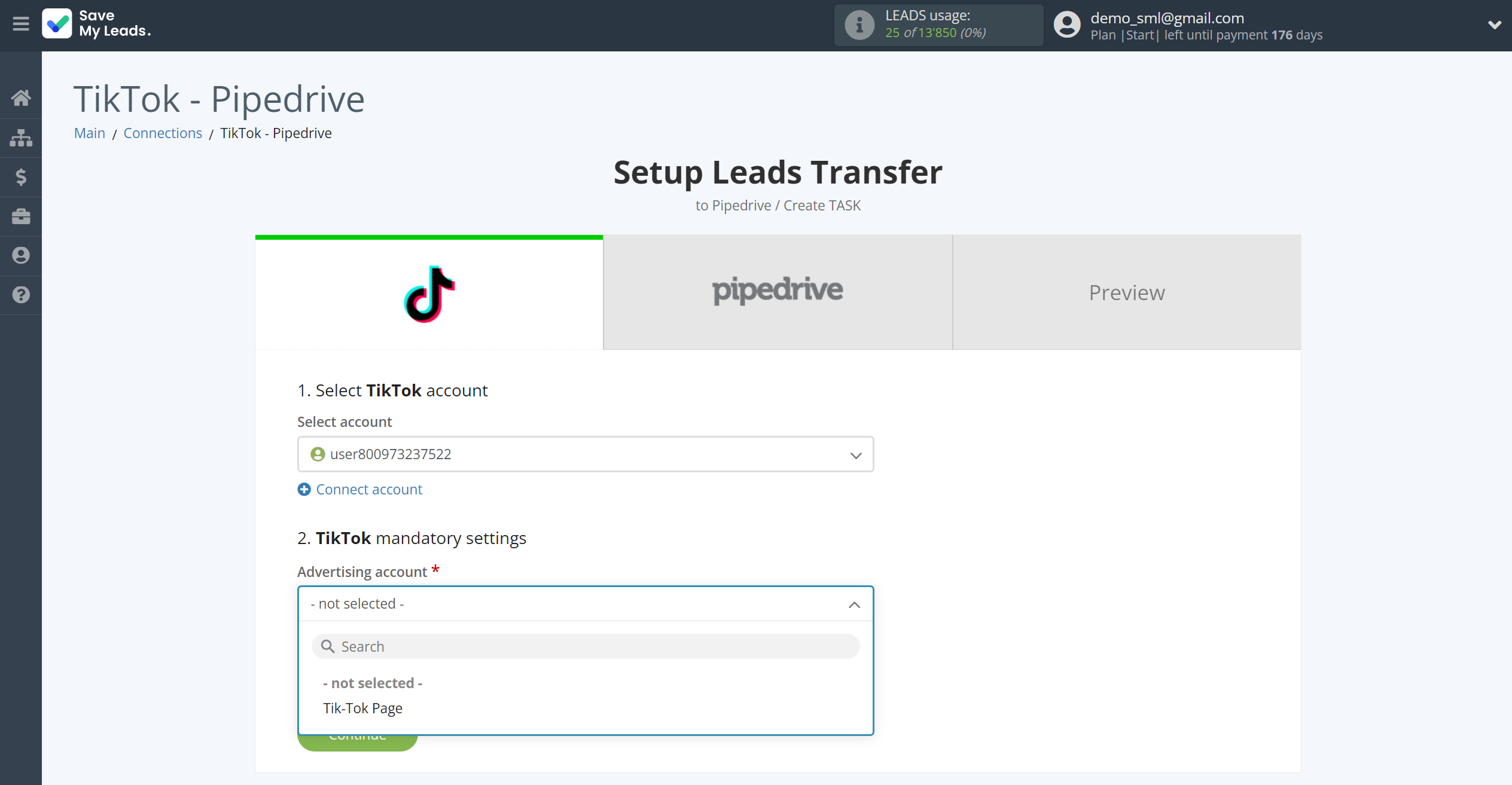 How to Connect TikTok with Pipedrive Create Task | Data Source account connection How to Connect TikTok with Pipedrive Create Task | Data Source account connection