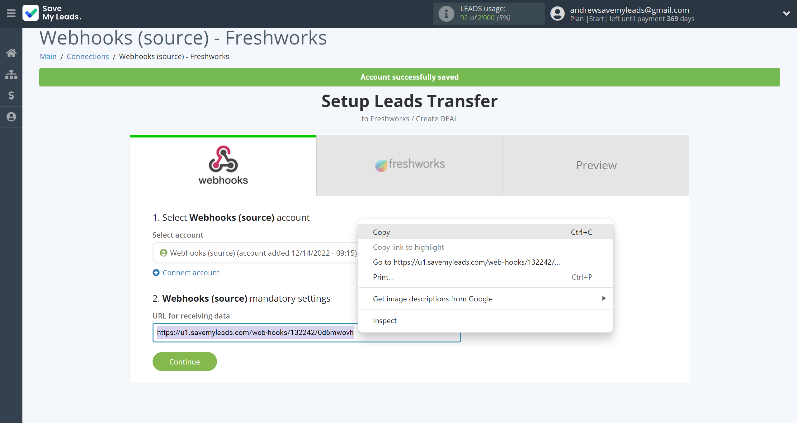 How to Connect Webhooks with Freshworks Create Deal | Data Source account connection How to Connect Webhooks with Freshworks Create Deal | Data Source account connection