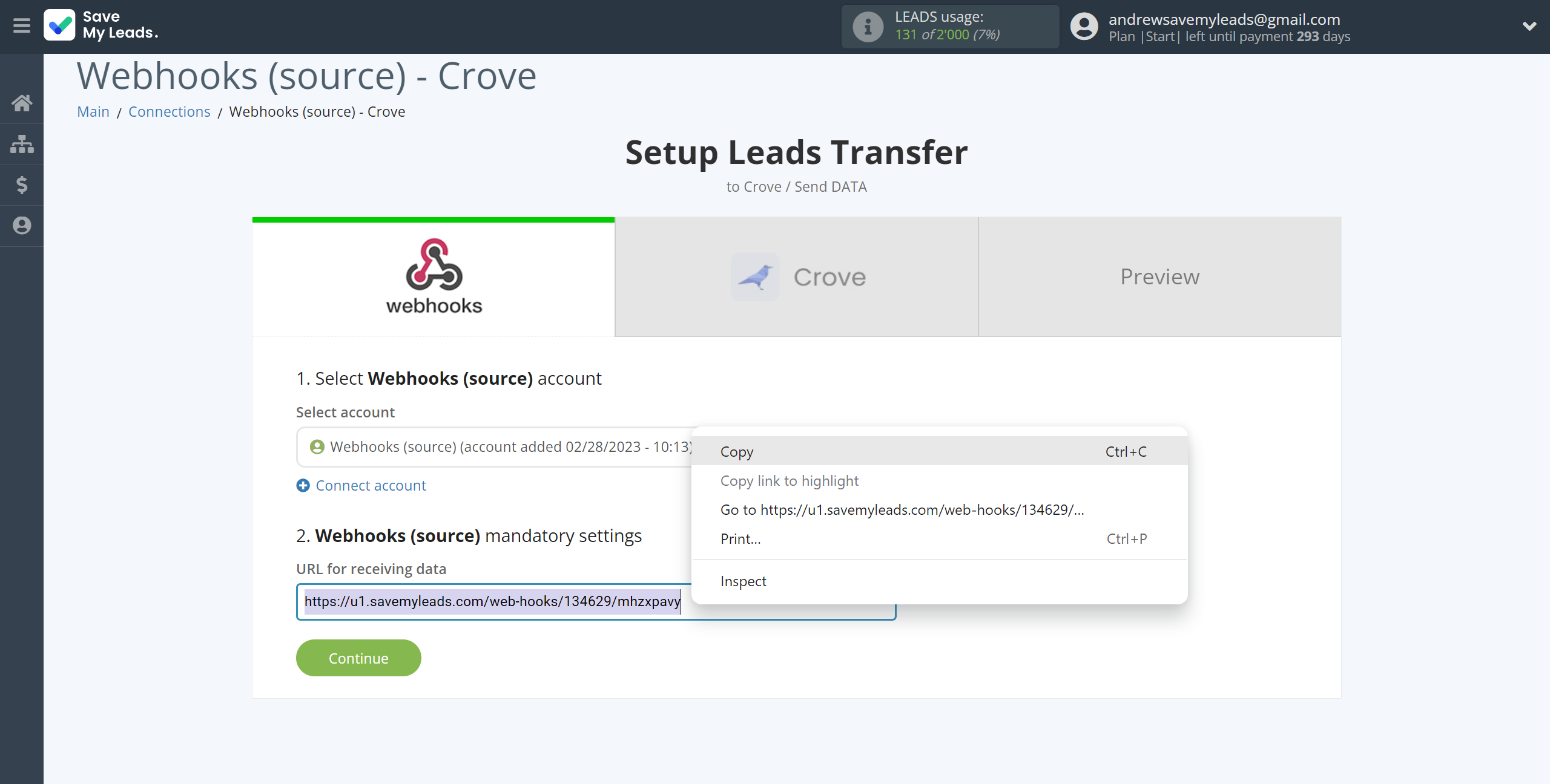 How to Connect Webhooks with Crove | Data Source account connection How to Connect Webhooks with Crove | Data Source account connection