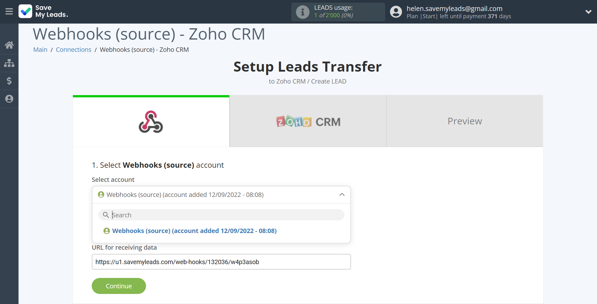 How to Connect Webhooks with Zoho CRM Create Leads | Data Source account selection How to Connect Webhooks with Zoho CRM Create Leads | Data Source account selection