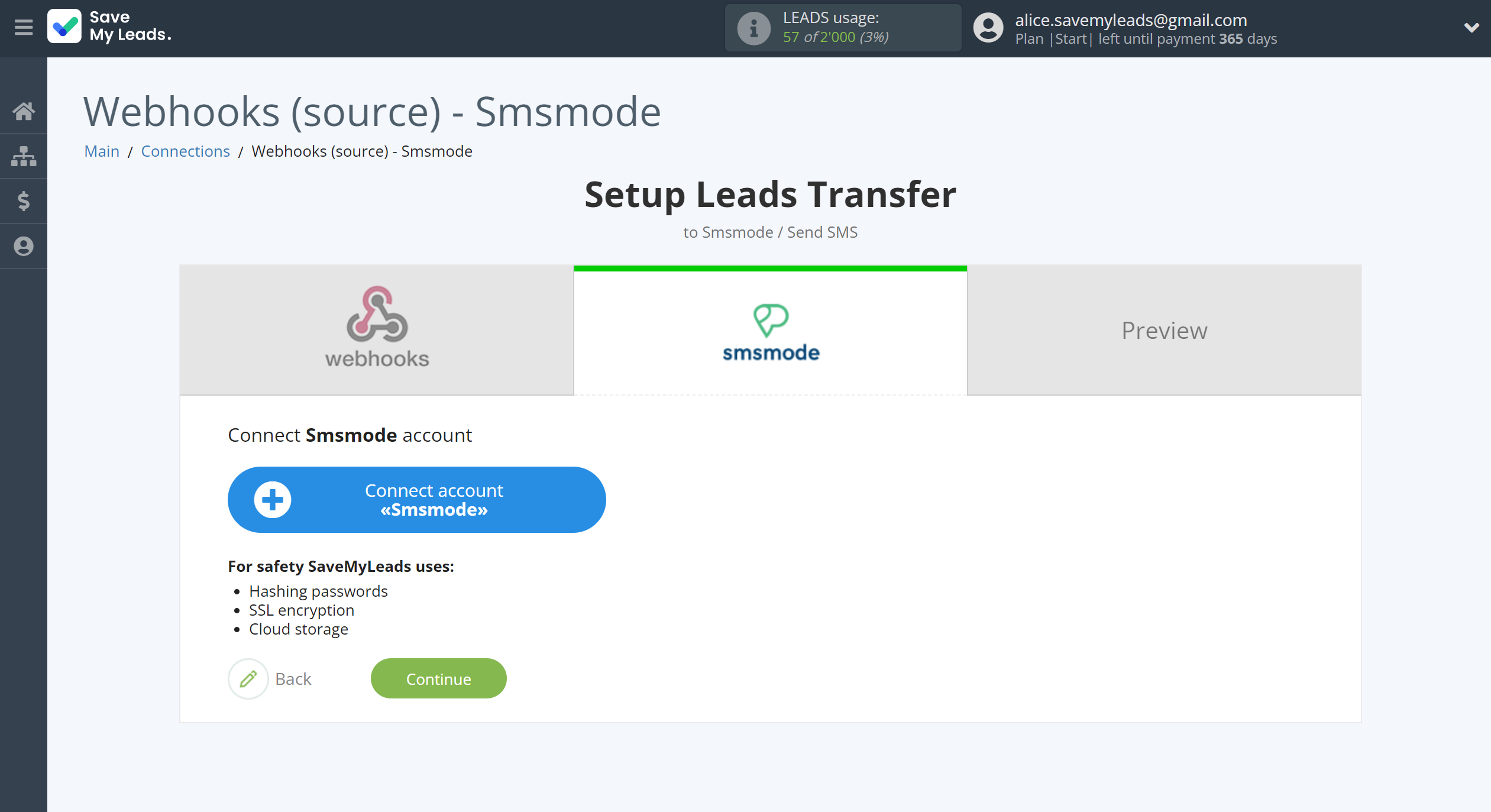 How to Connect Webhooks with Smsmode | Data Destination account connection How to Connect Webhooks with Smsmode | Data Destination account connection