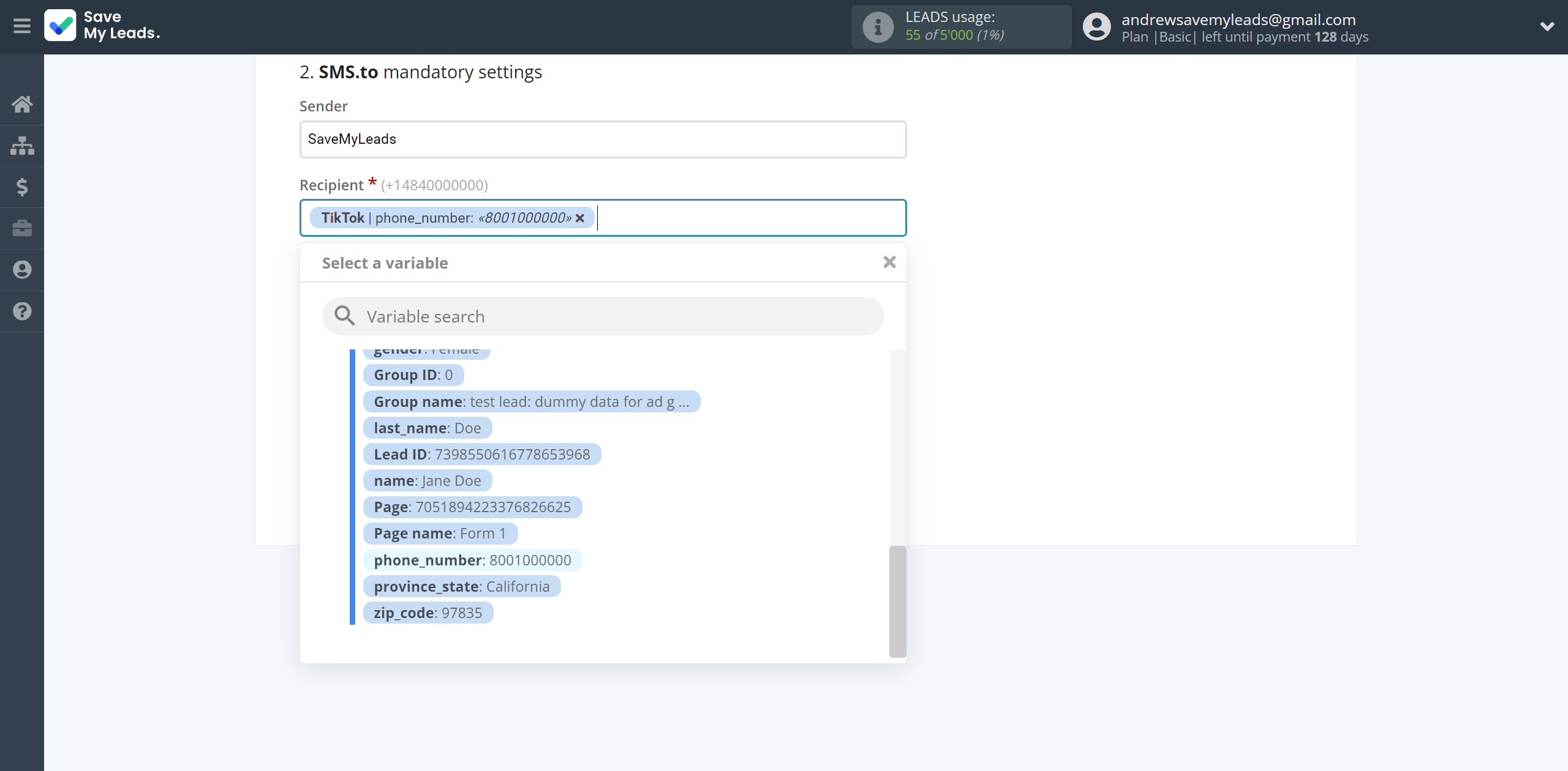 How to Connect TikTok with SMS.to | Assigning fields How to Connect TikTok with SMS.to | Assigning fields