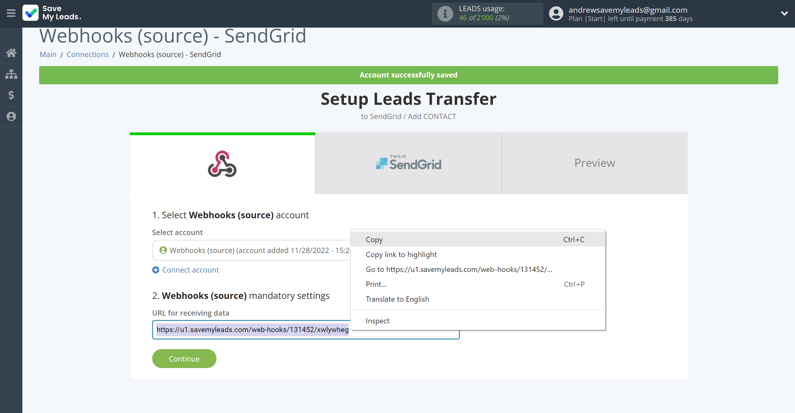 How to Connect Webhooks with SendGrid | Data Source account connection How to Connect Webhooks with SendGrid | Data Source account connection