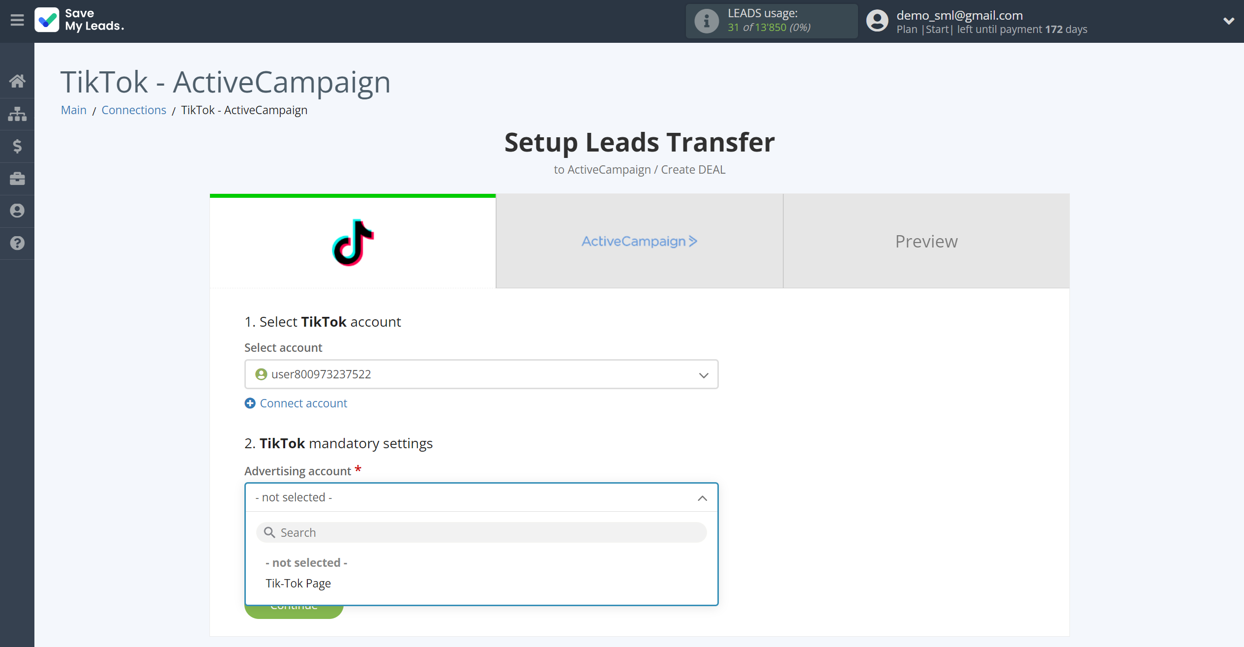 How to Connect TikTok with ActiveCampaign Create Deal | Data Source account connection How to Connect TikTok with ActiveCampaign Create Deal | Data Source account connection
