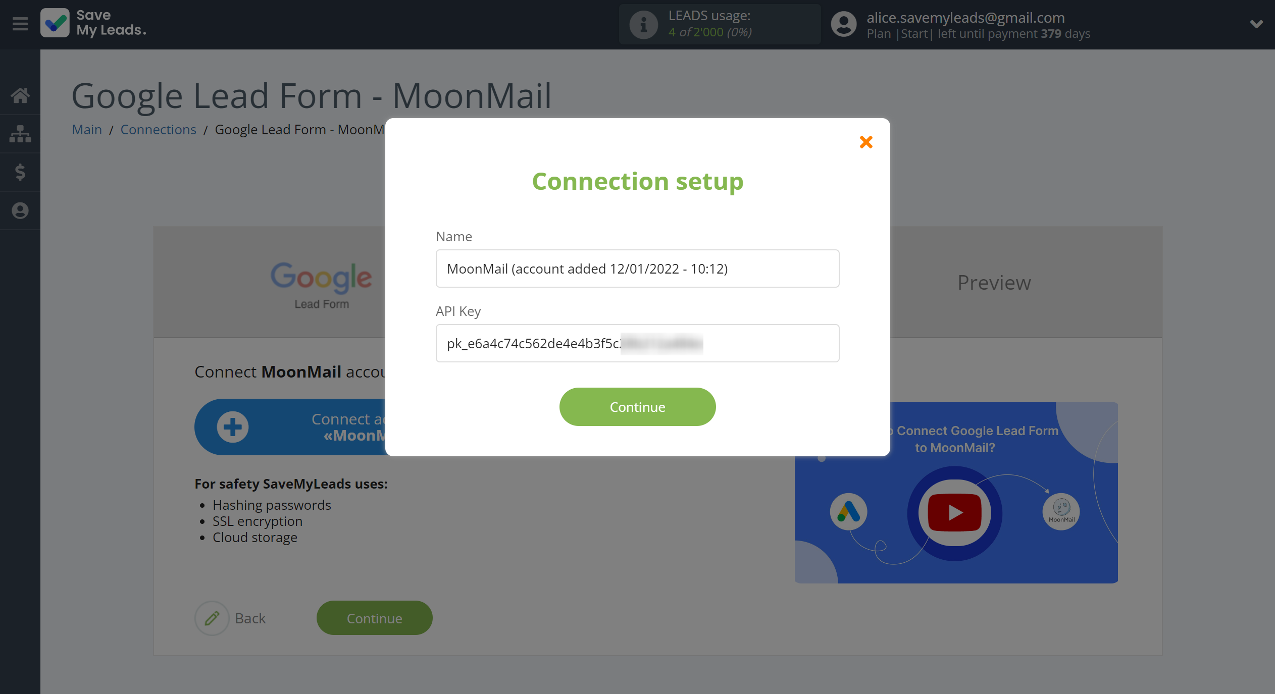 How to Connect Google Lead Form with MoonMail | Data Destination account connection How to Connect Google Lead Form with MoonMail | Data Destination account connection