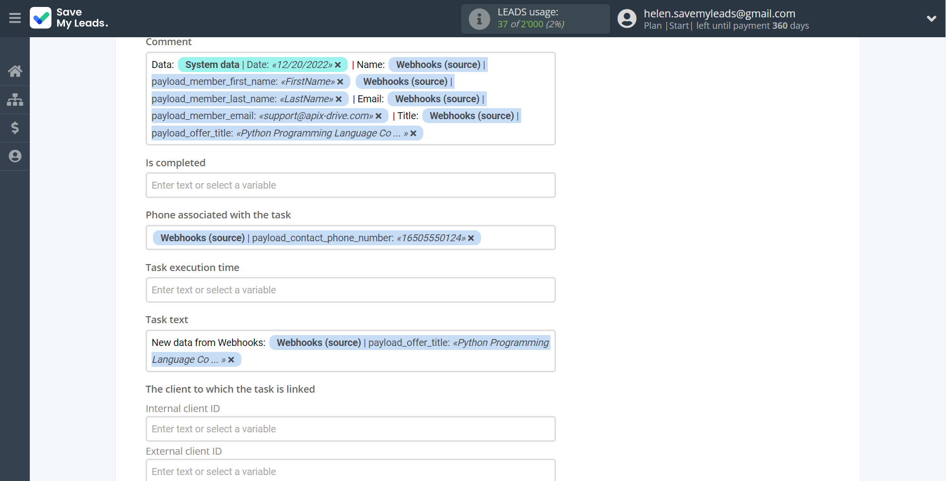 How to Connect Webhooks with Simla Create Task | Assigning fields How to Connect Webhooks with Simla Create Task | Assigning fields