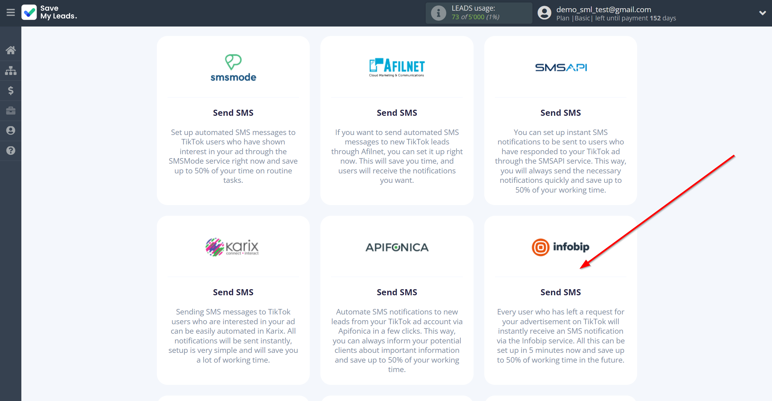 How to Connect TikTok with Infobip | Data Destination system selection How to Connect TikTok with Infobip | Data Destination system selection