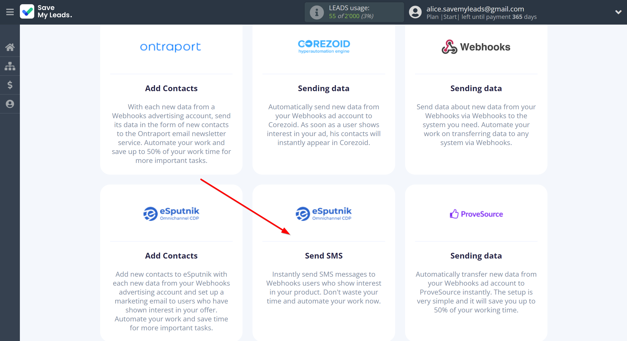 How to Connect Webhooks with eSputnik Send SMS | Data Destination system selection How to Connect Webhooks with eSputnik Send SMS | Data Destination system selection