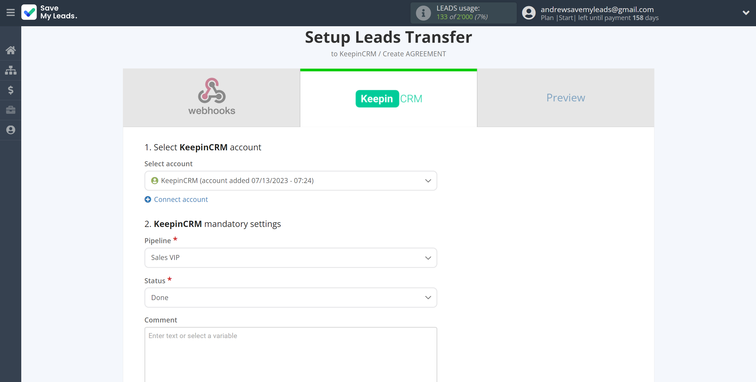 How to Connect Webhooks with KeepinCRM Create Agreement | Selecting Pipeline and Status How to Connect Webhooks with KeepinCRM Create Agreement | Selecting Pipeline and Status