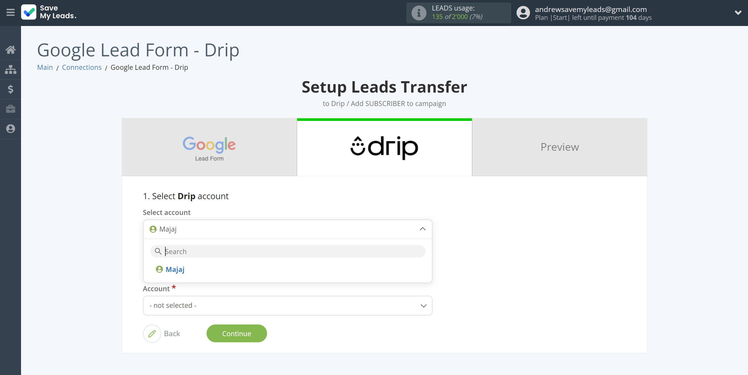 How to Connect Google Lead Form with Drip Add Subscribers to campaign | Data Destination account selection How to Connect Google Lead Form with Drip Add Subscribers to campaign | Data Destination account selection