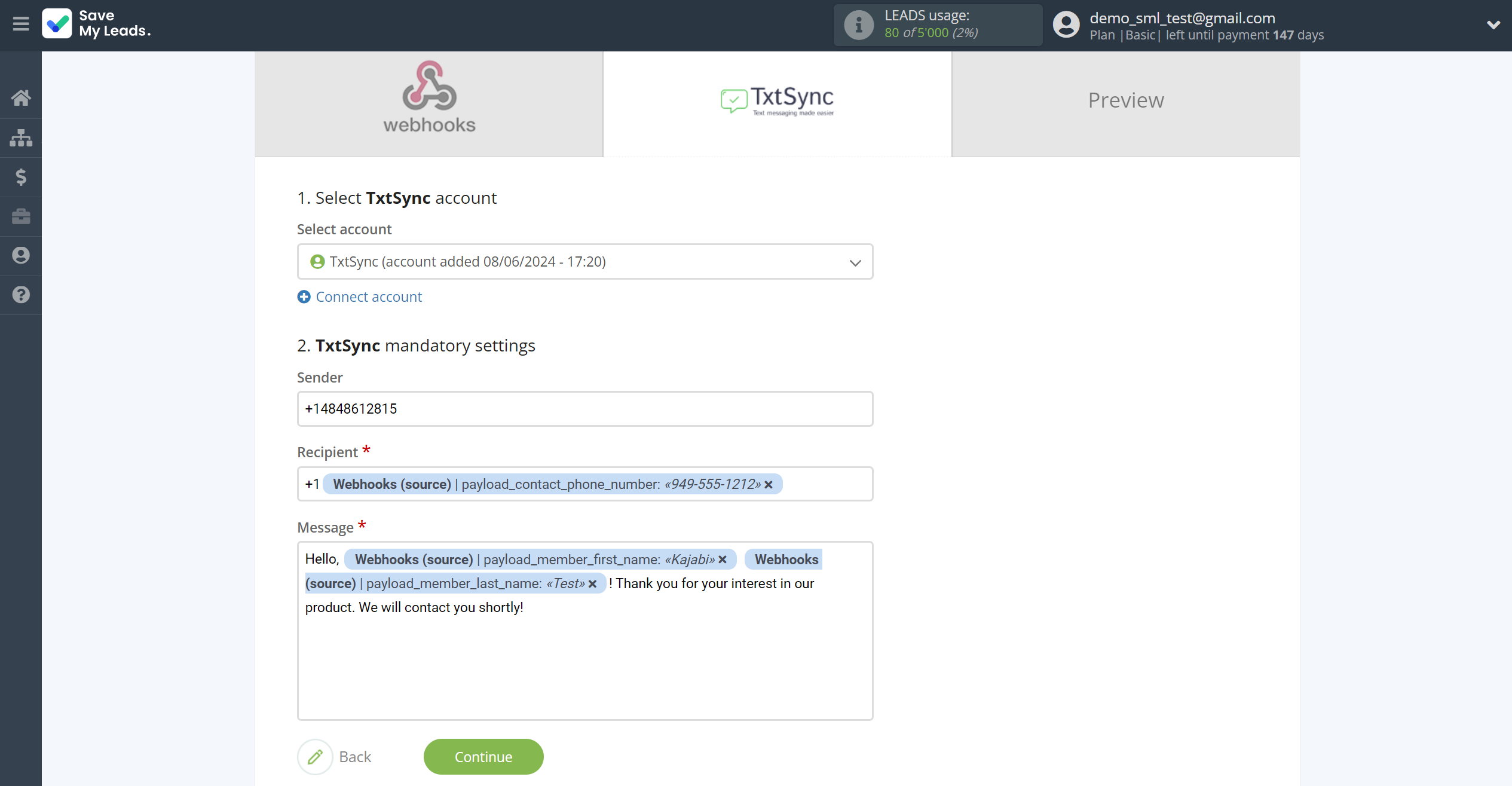 How to Connect Webhooks with TxtSync | Assigning fields How to Connect Webhooks with TxtSync | Assigning fields