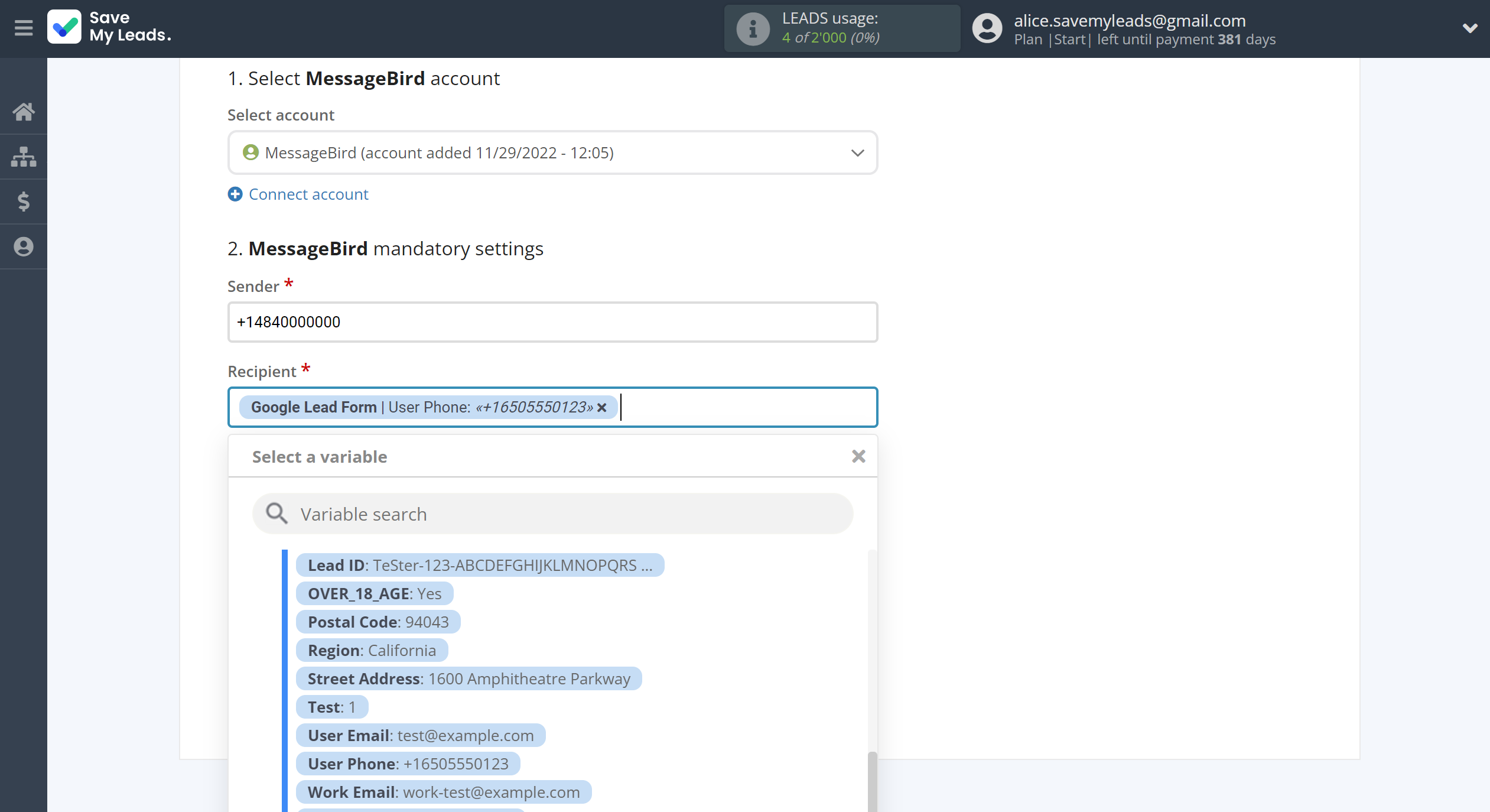 How to Connect Google Lead Form with MessageBird | Assigning fields How to Connect Google Lead Form with MessageBird | Assigning fields
