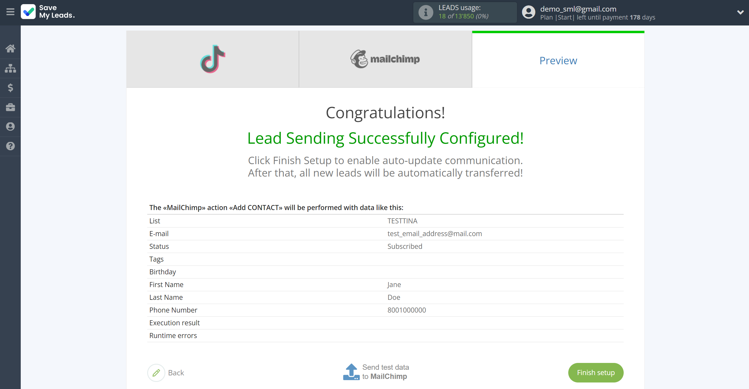 How to Connect TikTok with MailChimp | Test data How to Connect TikTok with MailChimp | Test data