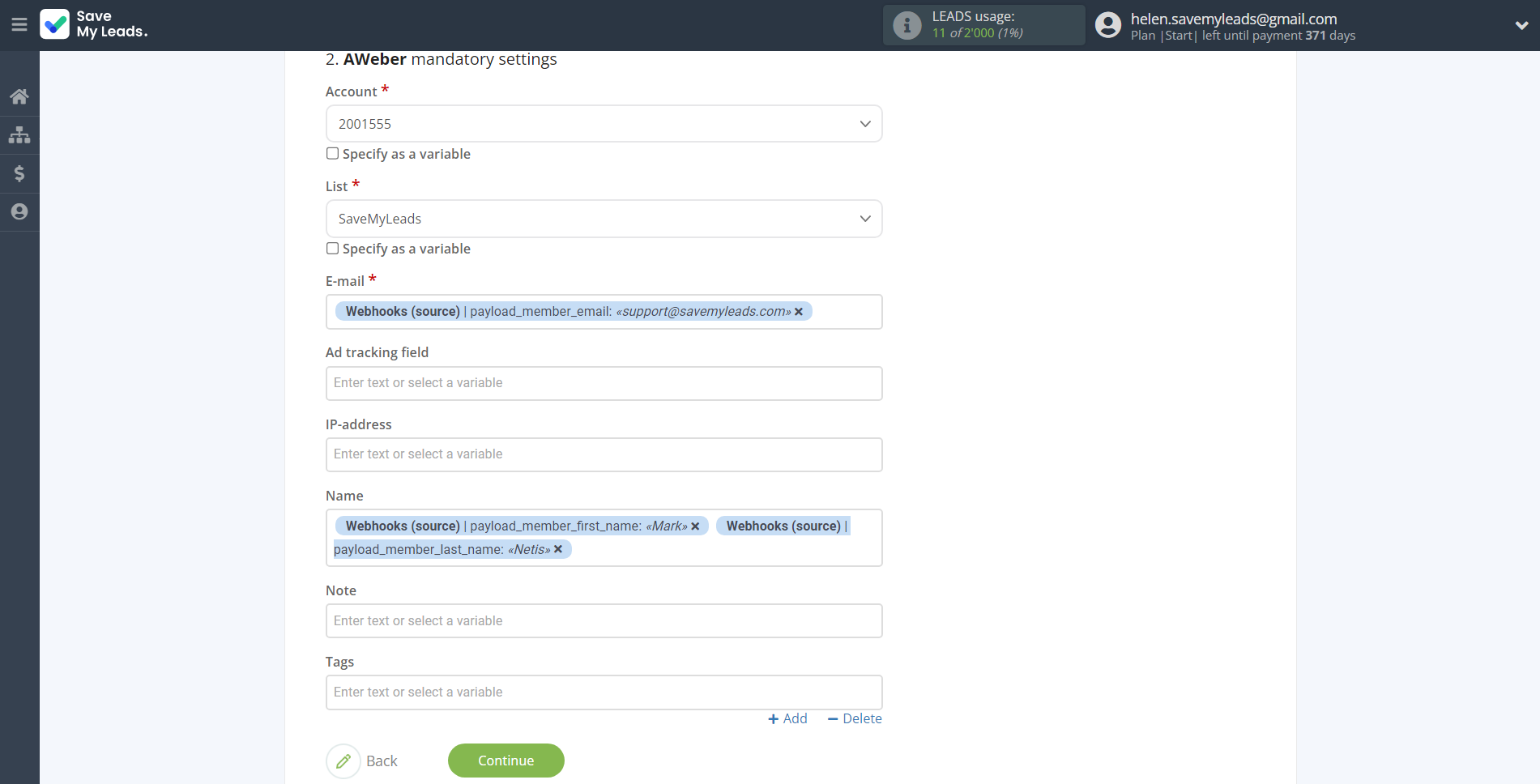 How to Connect Webhooks with AWeber | Assigning fields How to Connect Webhooks with AWeber | Assigning fields