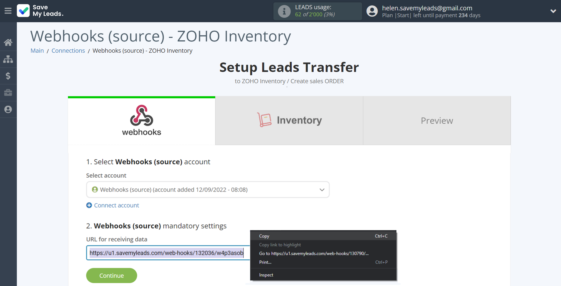 How to Connect Webhooks with Zoho Inventory Create sales Order | Data Source account connection How to Connect Webhooks with Zoho Inventory Create sales Order | Data Source account connection