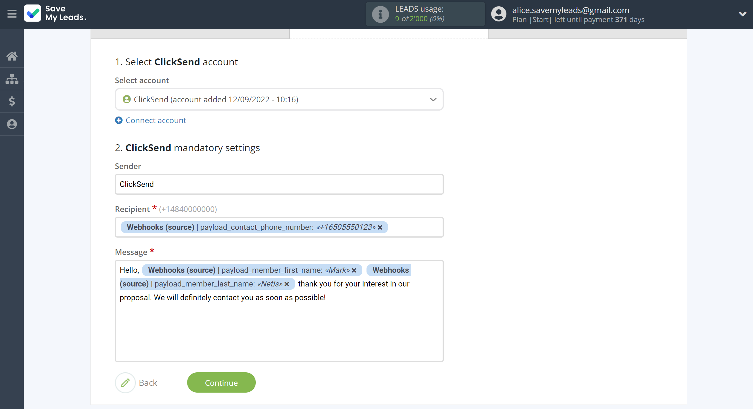 How to Connect Webhooks with ClickSend Send SMS | Assigning fields How to Connect Webhooks with ClickSend Send SMS | Assigning fields