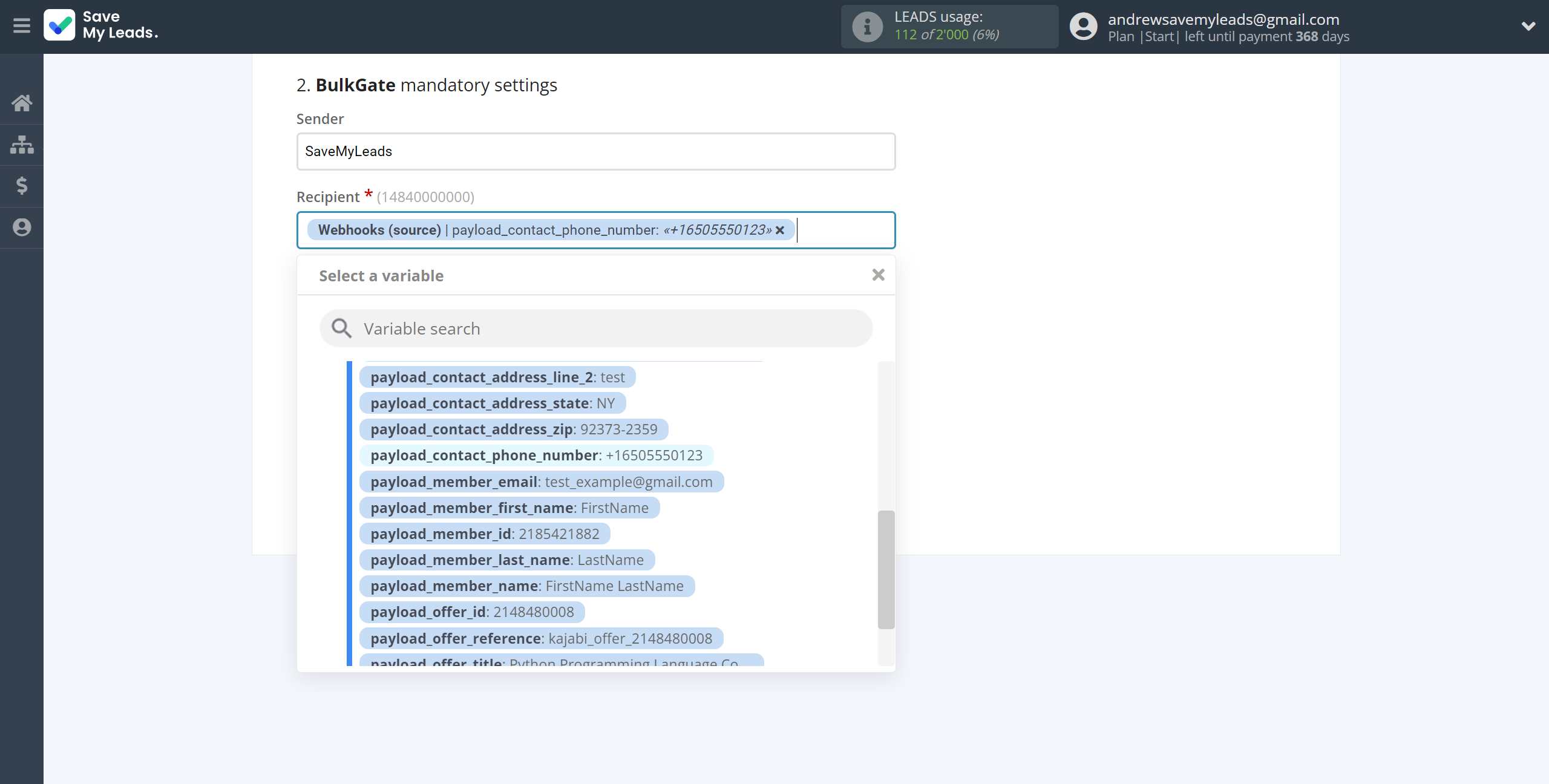 How to Connect Webhooks with BulkGate | Assigning fields How to Connect Webhooks with BulkGate | Assigning fields