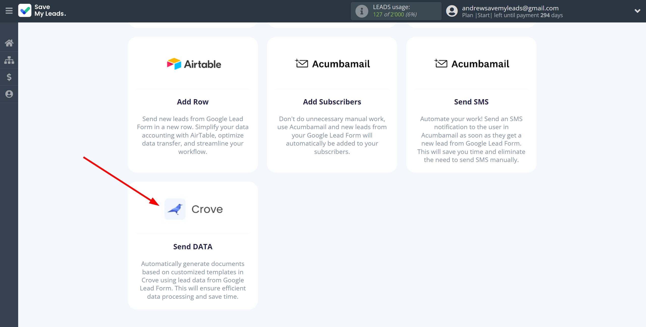 How to Connect Google Lead Form with Crove | Data Destination system selection How to Connect Google Lead Form with Crove | Data Destination system selection