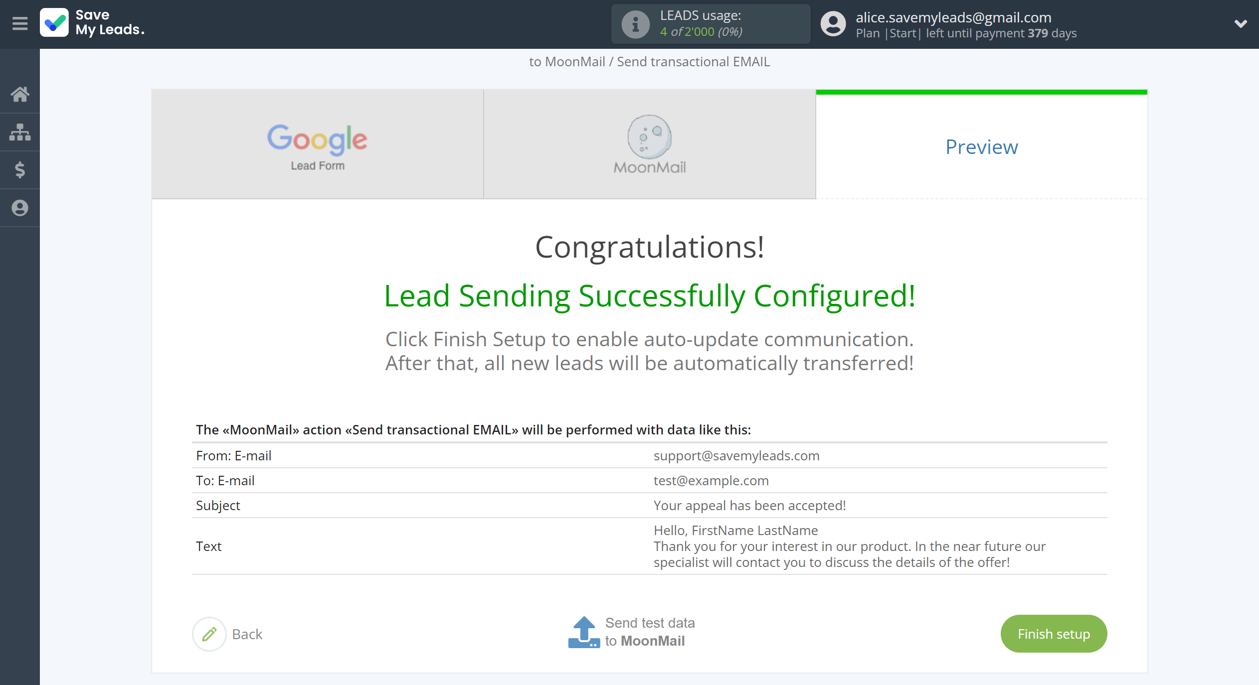 How to Connect Google Lead Form with MoonMail | Test data How to Connect Google Lead Form with MoonMail | Test data