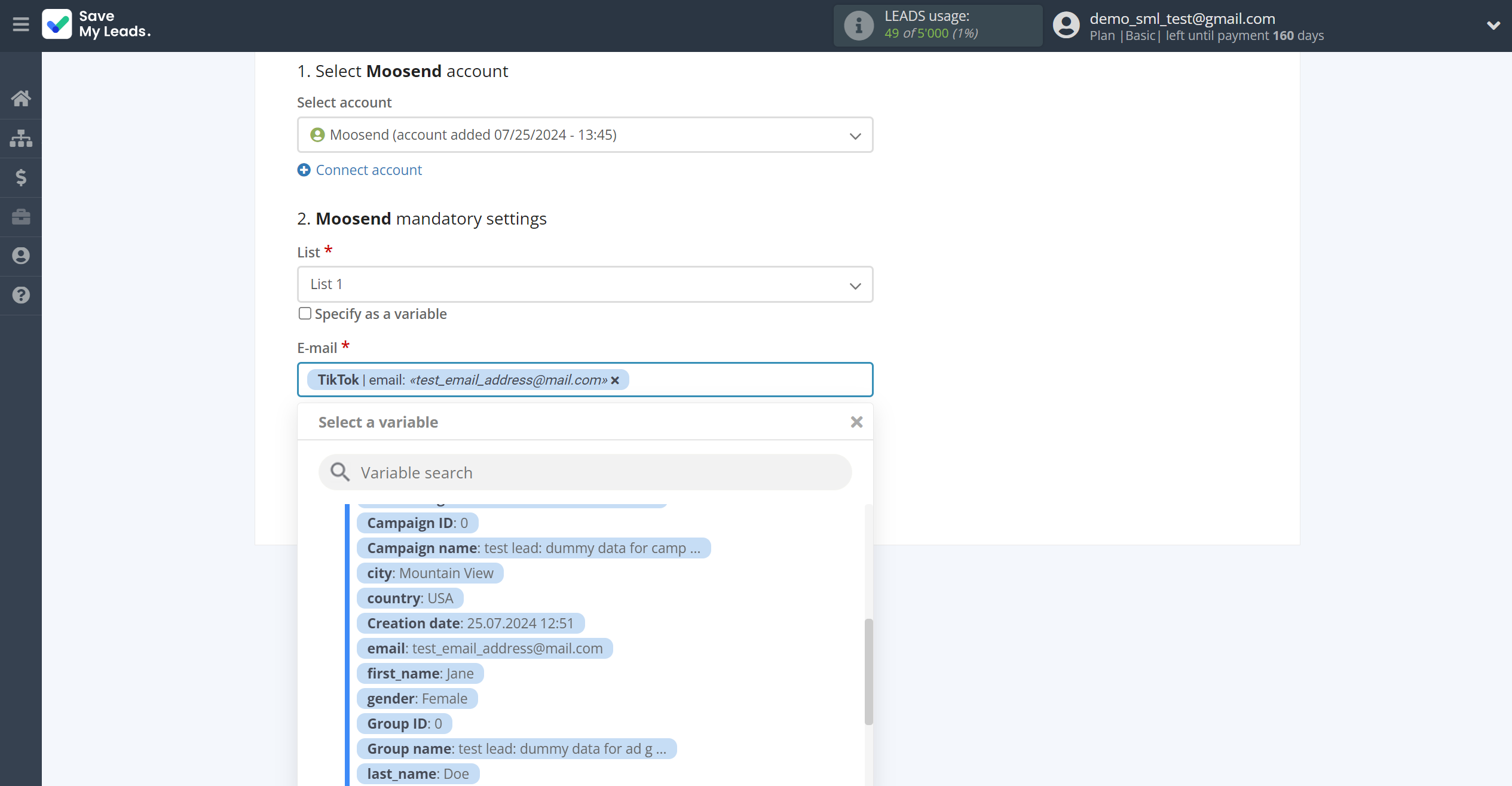 How to Connect TikTok with Moosend | Assigning fields How to Connect TikTok with Moosend | Assigning fields