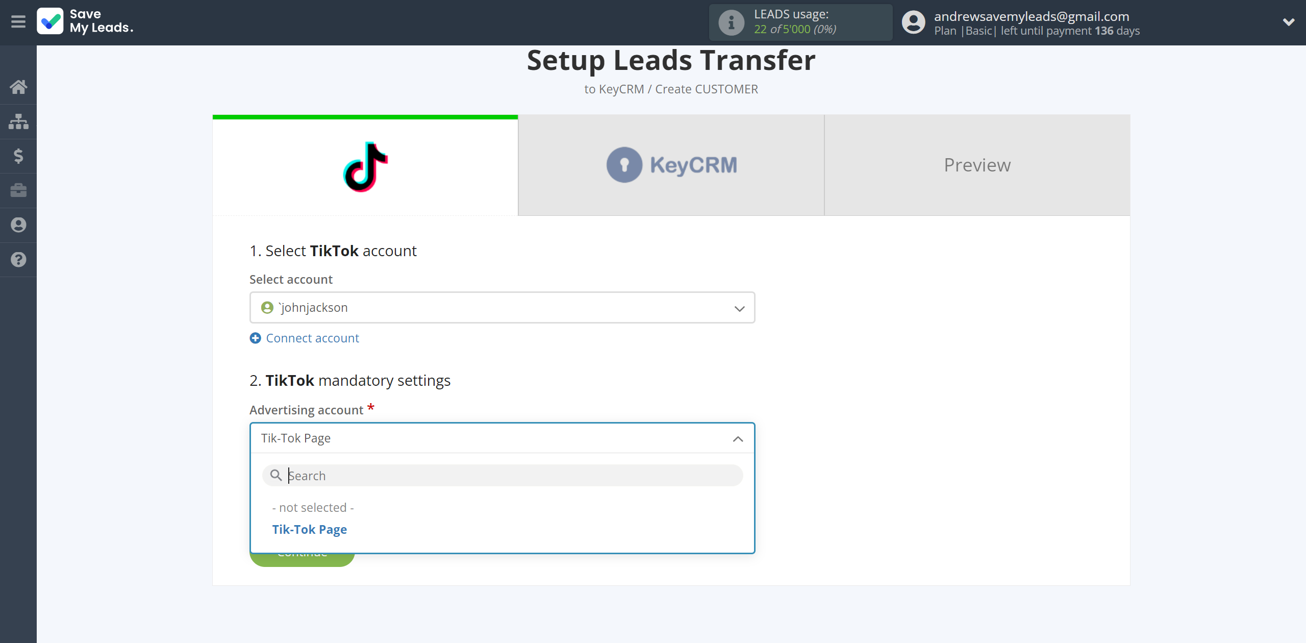 How to Connect TikTok with KeyCRM Create Customer | Data Source account connection How to Connect TikTok with KeyCRM Create Customer | Data Source account connection