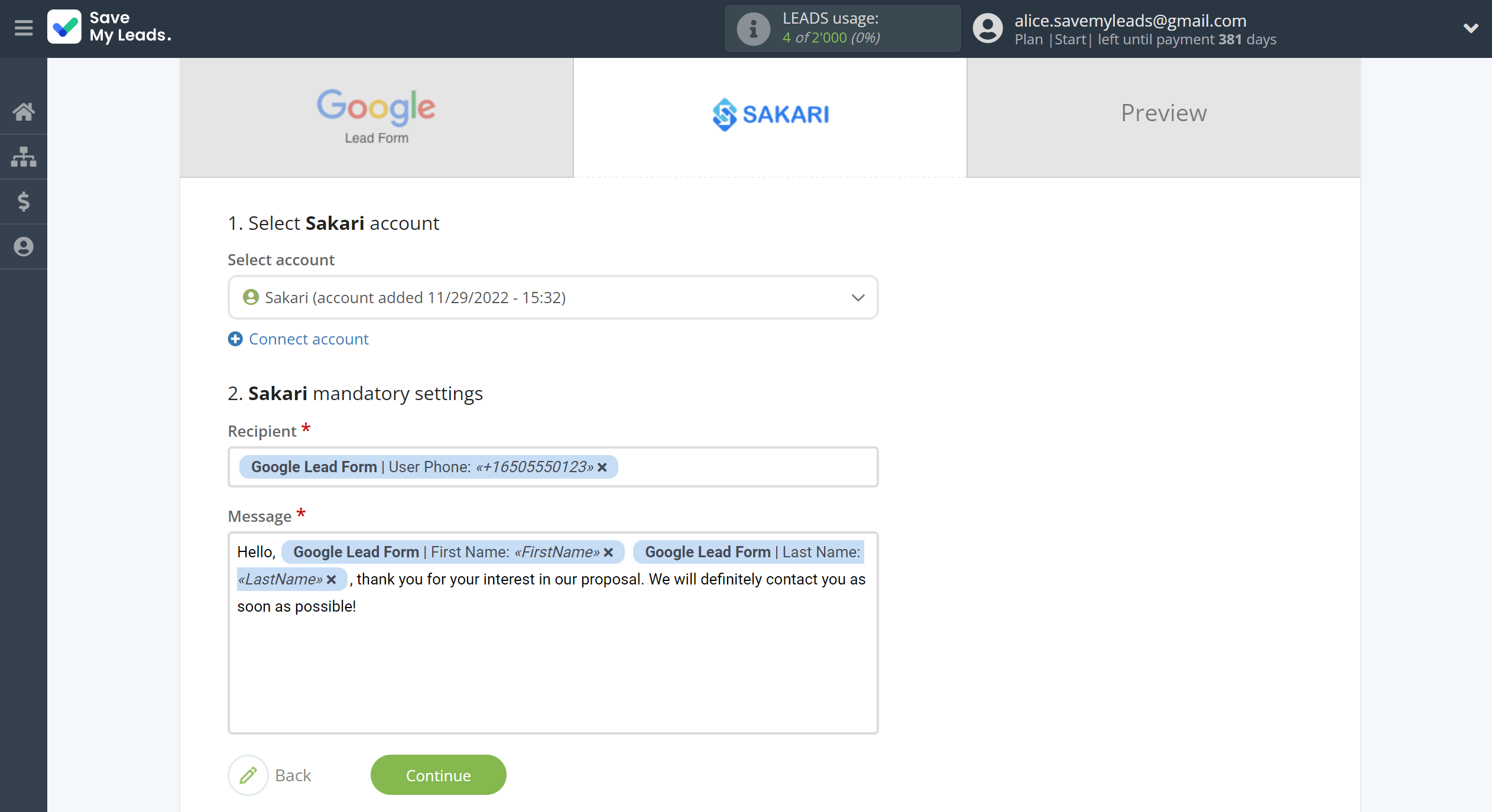 How to Connect Google Lead Form with Sakari | Assigning fields How to Connect Google Lead Form with Sakari | Assigning fields