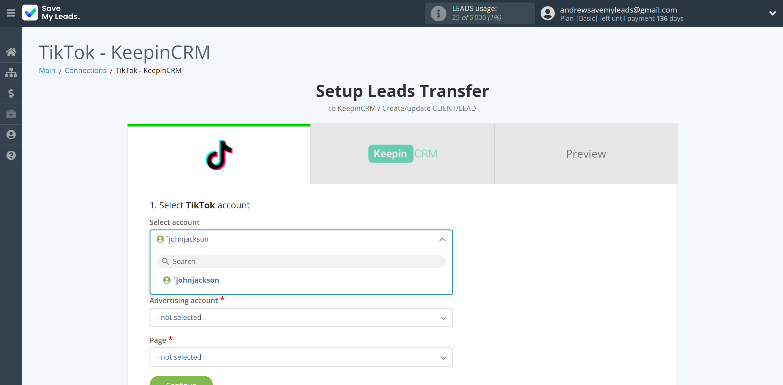 How to Connect TikTok with KeepinCRM Create/update Client/Lead | Data Source account selection How to Connect TikTok with KeepinCRM Create/update Client/Lead | Data Source account selection