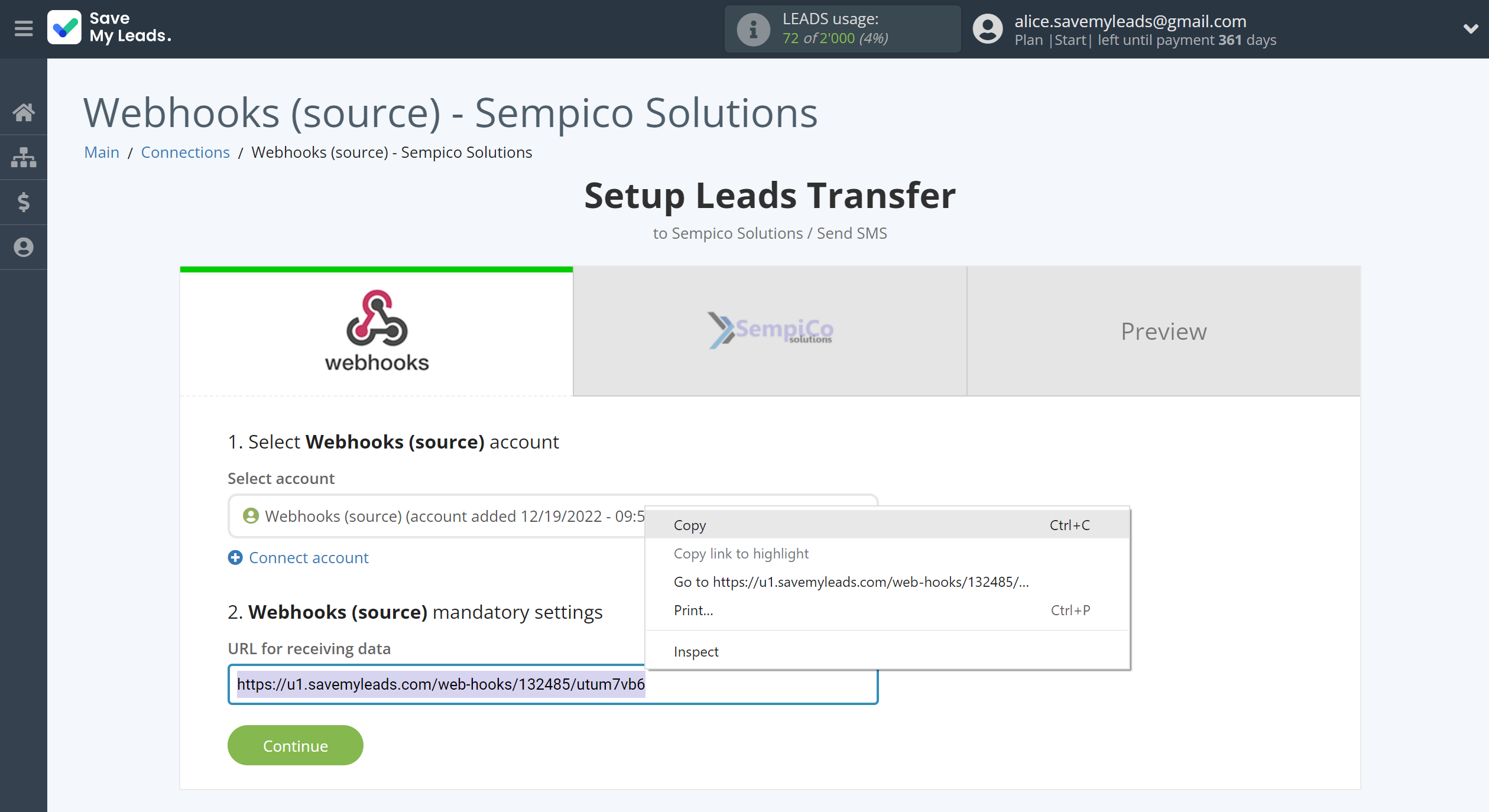 How to Connect Webhooks with Sempico Solutions | Data Source account connection How to Connect Webhooks with Sempico Solutions | Data Source account connection