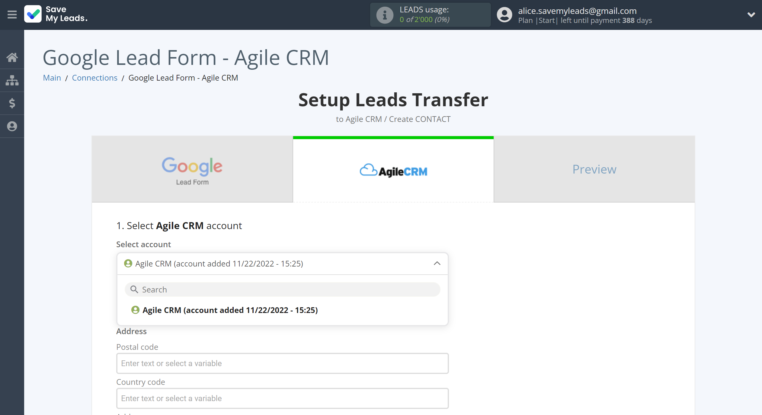 How to Connect Google Lead Form with AgileCRM Create Contacts | Data Destination account selection How to Connect Google Lead Form with AgileCRM Create Contacts | Data Destination account selection