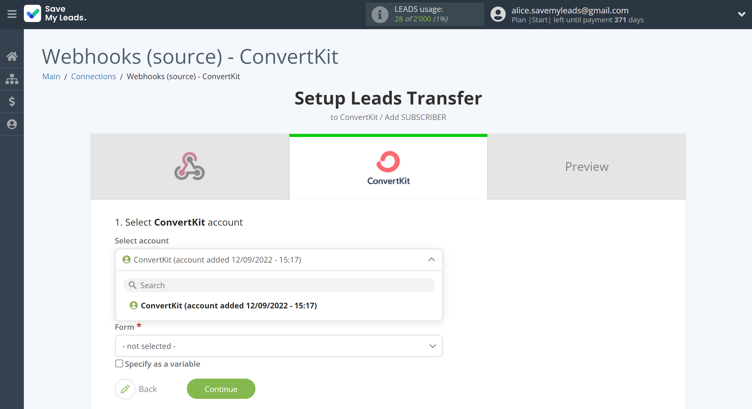 How to Connect Webhooks with ConvertKit | Data Destination account selection How to Connect Webhooks with ConvertKit | Data Destination account selection