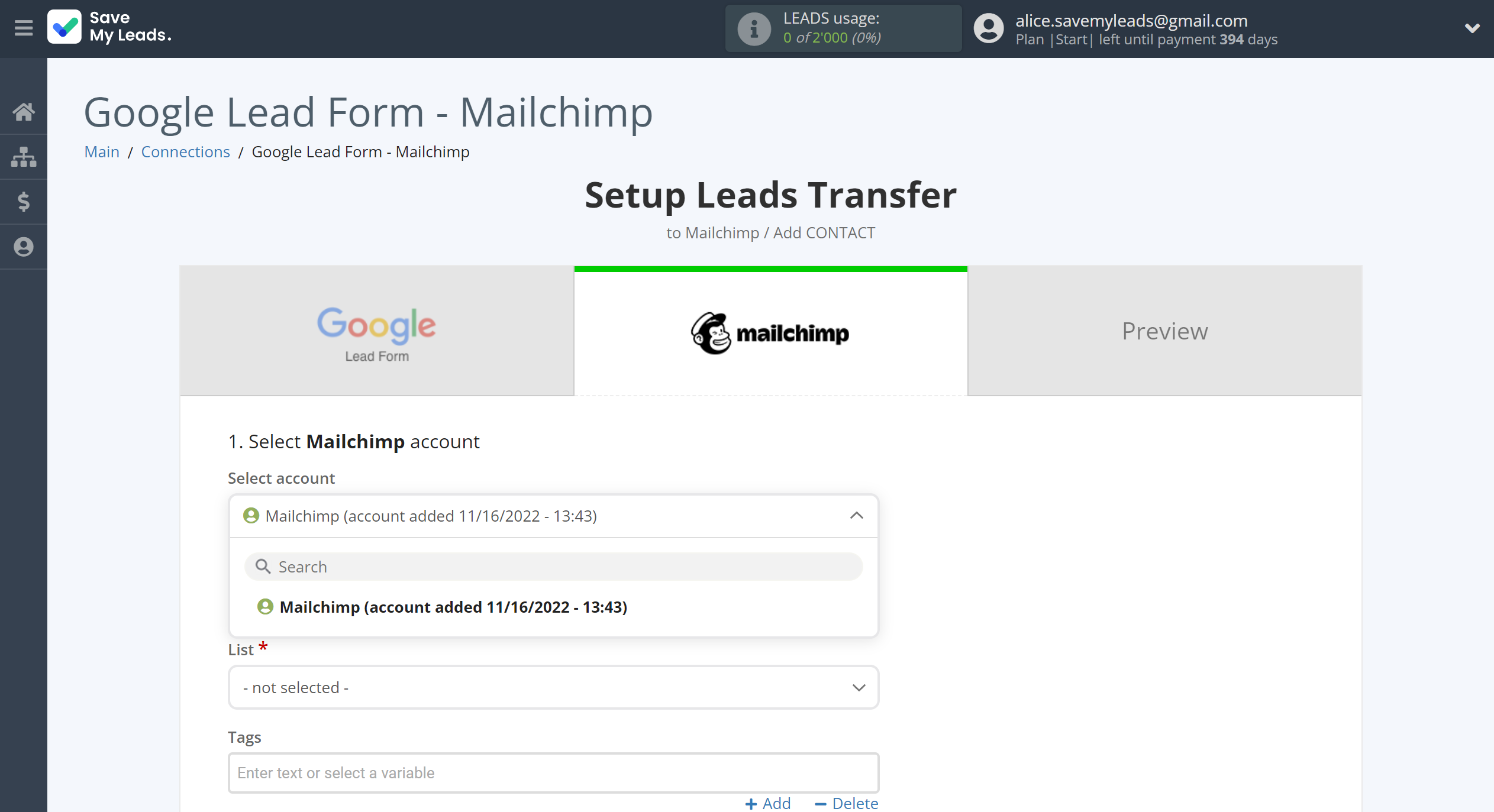 How to Connect Google Lead Form with MailChimp | Data Destination account selection How to Connect Google Lead Form with MailChimp | Data Destination account selection