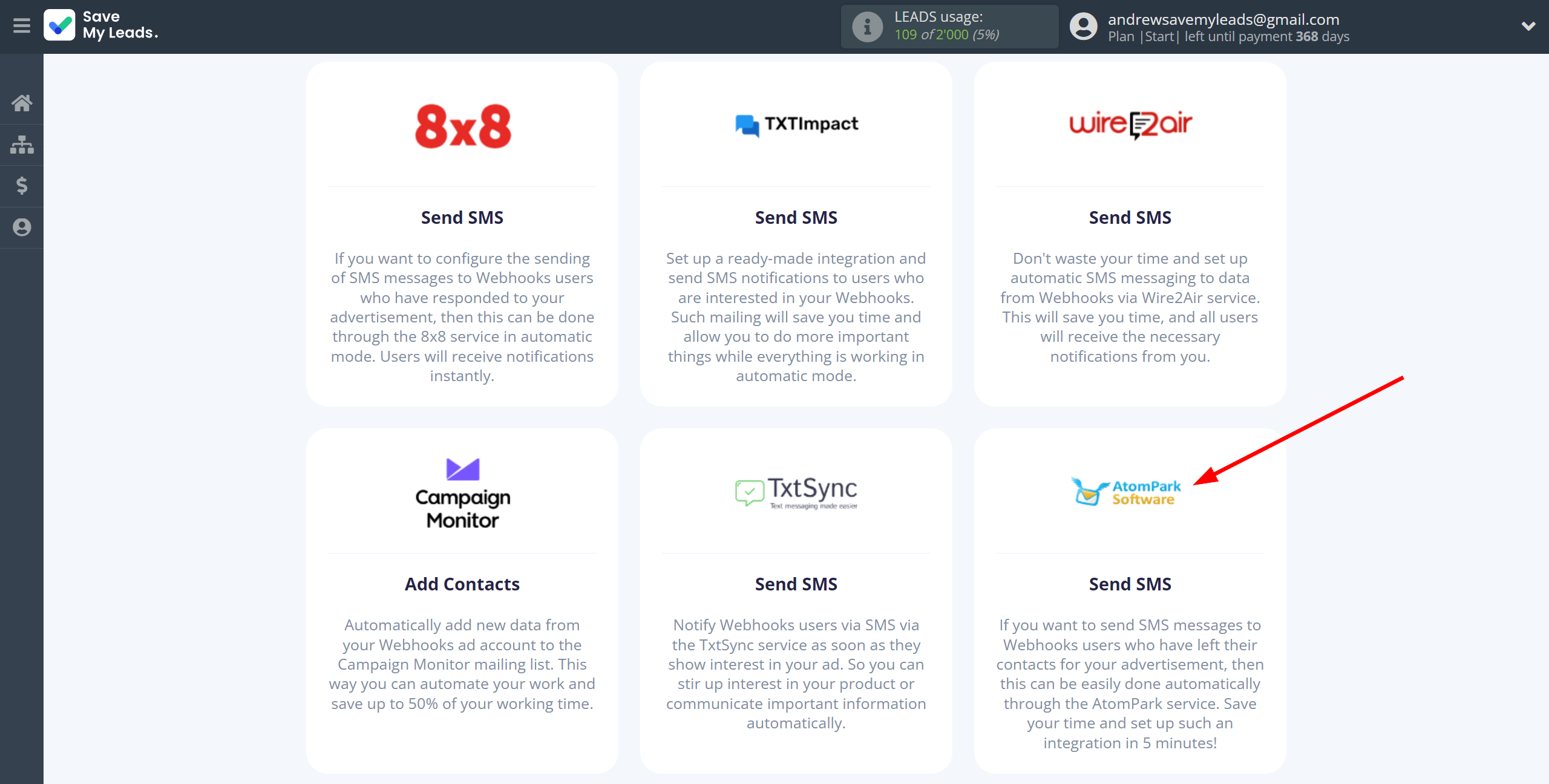 How to Connect Webhooks with AtomPark | Data Destination system selection How to Connect Webhooks with AtomPark | Data Destination system selection