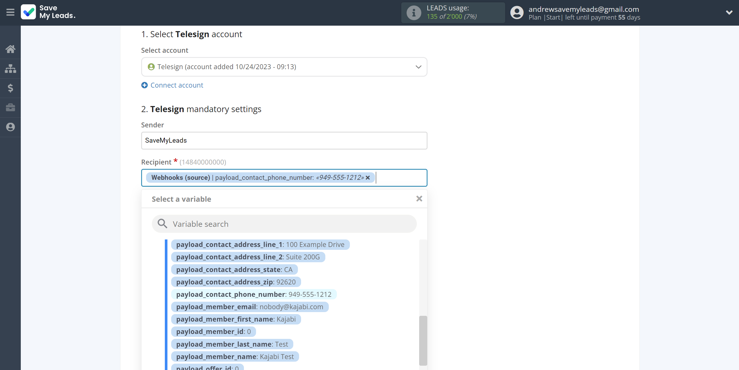 How to Connect Webhooks with Telesign | Assigning fields How to Connect Webhooks with Telesign | Assigning fields