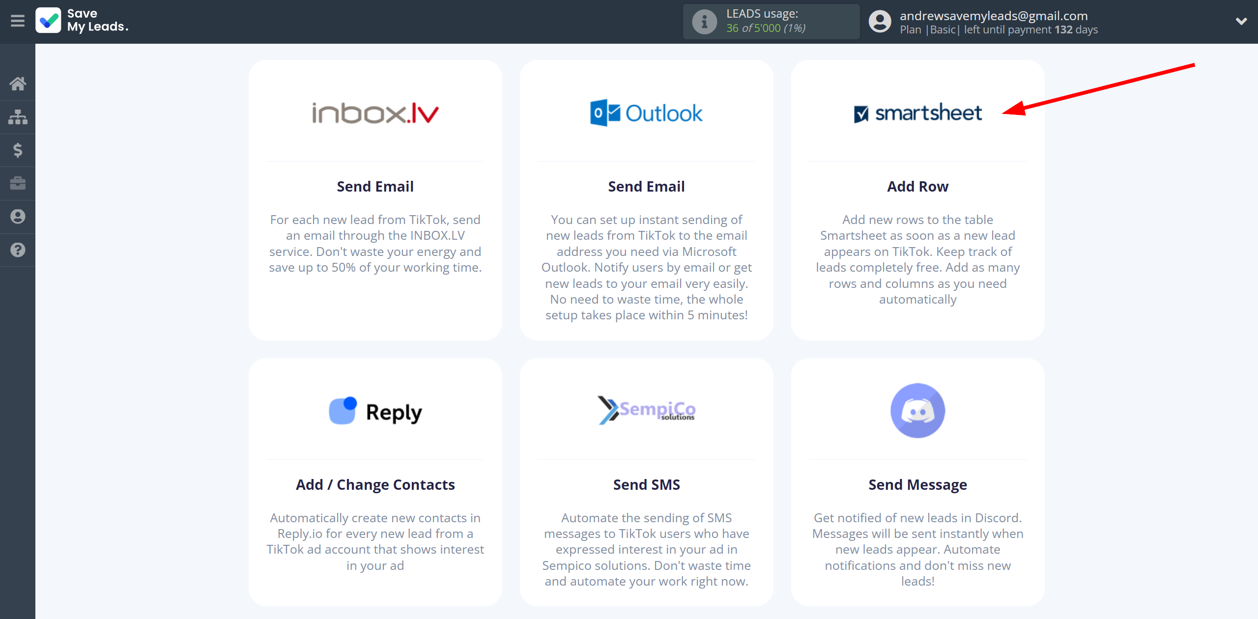 How to Connect TikTok with Smartsheet | Data Destination system selection How to Connect TikTok with Smartsheet | Data Destination system selection