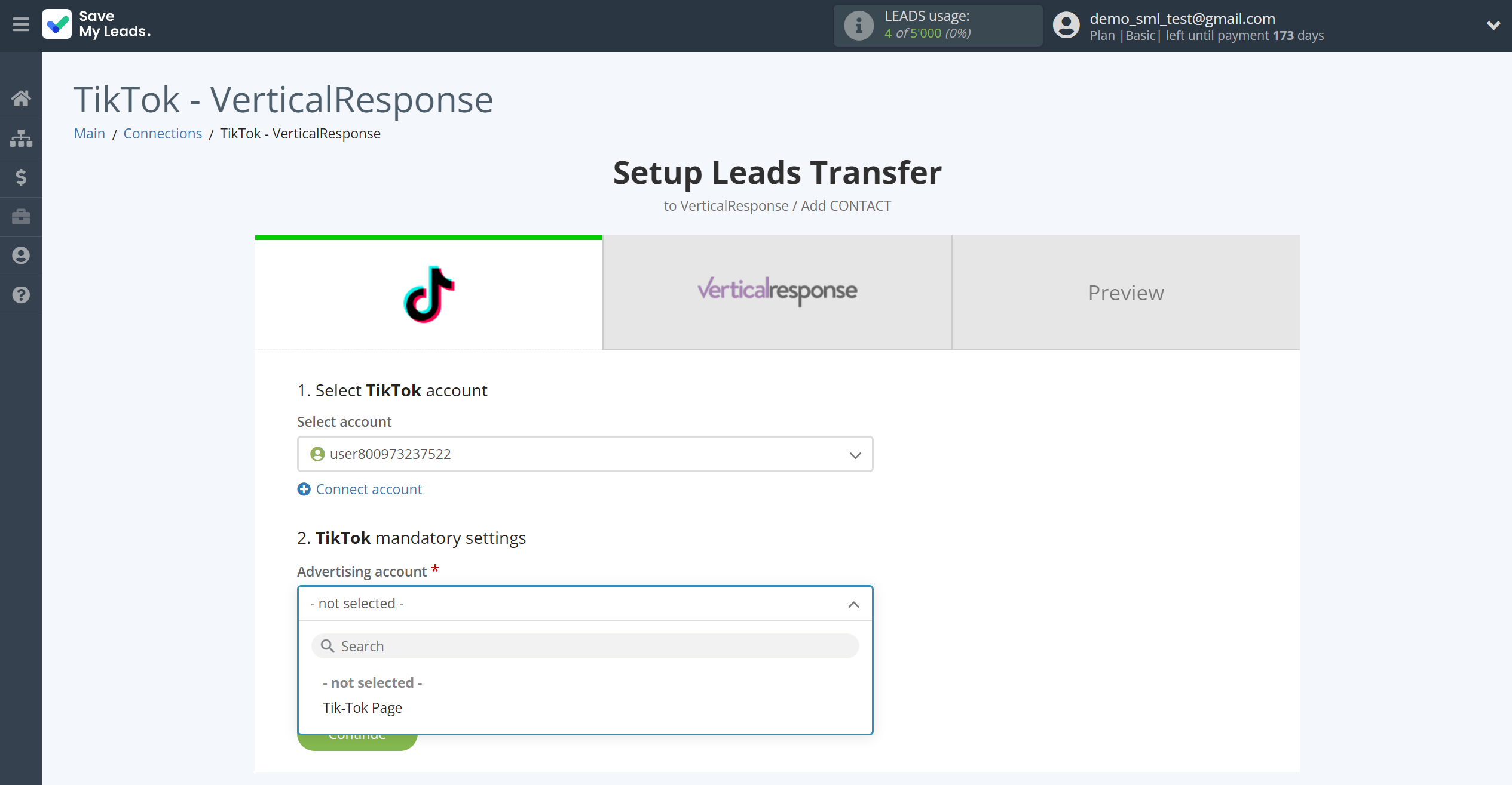 How to Connect TikTok with VerticalResponse | Data Source account connection How to Connect TikTok with VerticalResponse | Data Source account connection