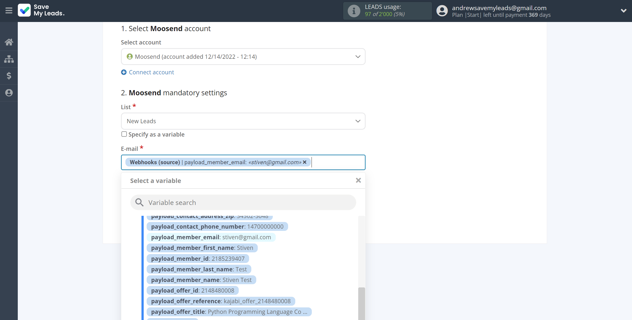 How to Connect Webhooks with Moosend | Assigning fields How to Connect Webhooks with Moosend | Assigning fields