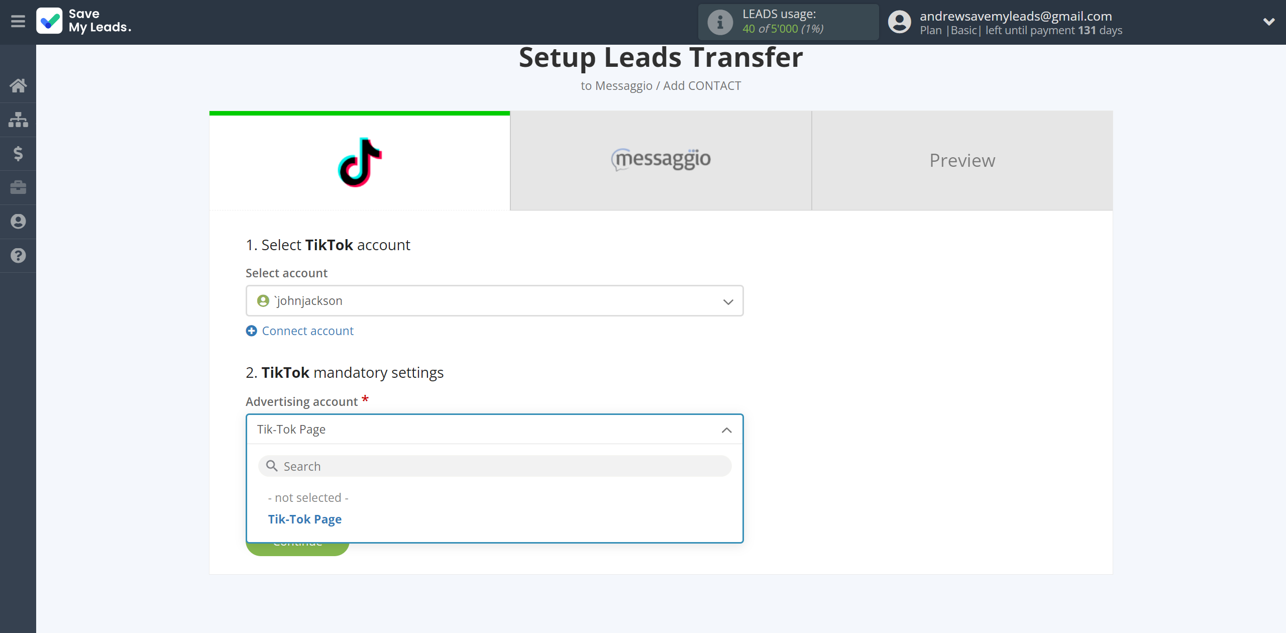 How to Connect TikTok with Messaggio | Data Source account connection How to Connect TikTok with Messaggio | Data Source account connection