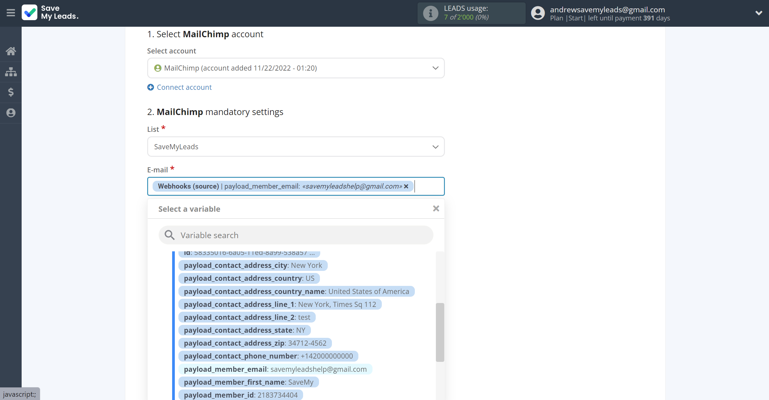 How to Connect Webhooks with MailChimp | Assigning fields How to Connect Webhooks with MailChimp | Assigning fields