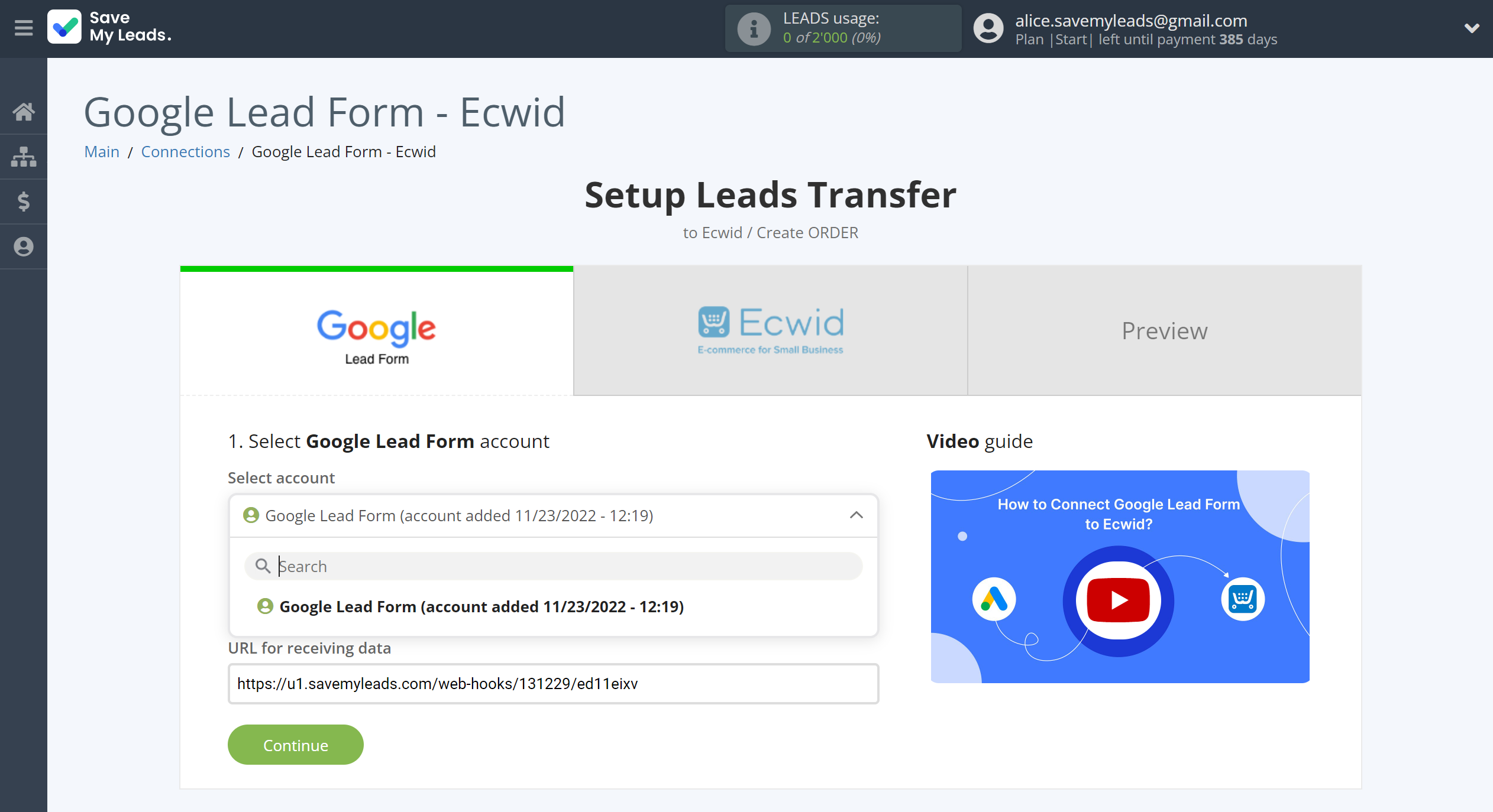 How to Connect Google Lead Form with Ecwid Create Order | Data Source account selection How to Connect Google Lead Form with Ecwid Create Order | Data Source account selection