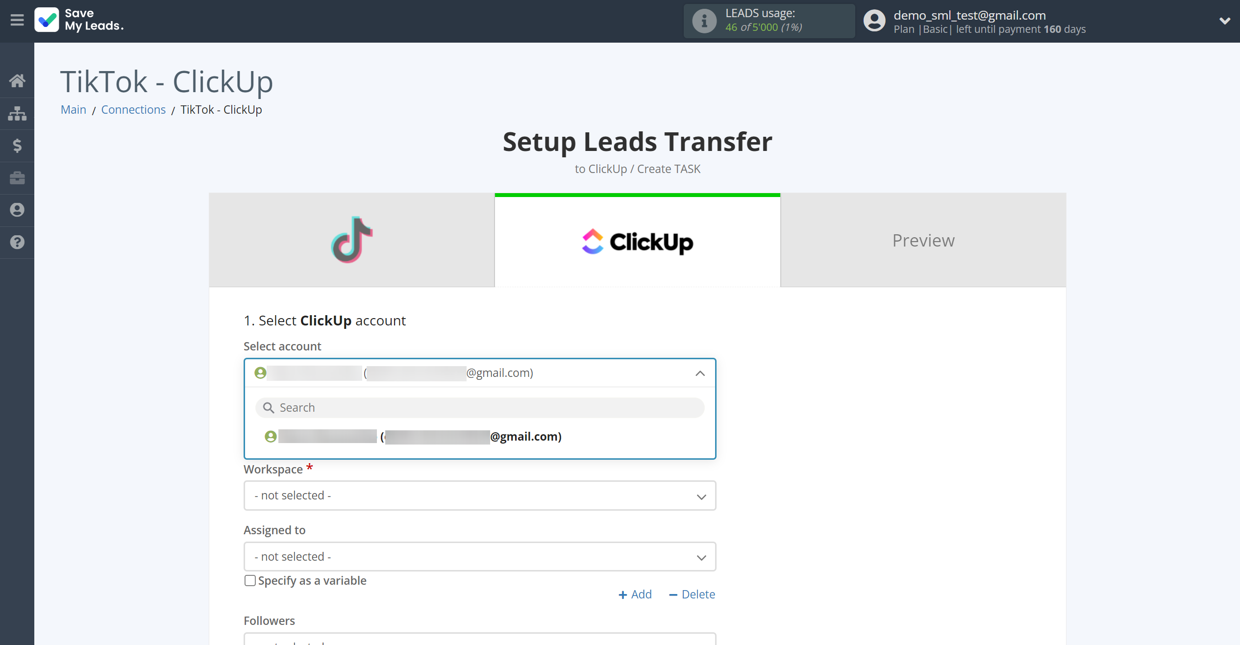 How to Connect TikTok with ClickUp | Data Destination account selection How to Connect TikTok with ClickUp | Data Destination account selection
