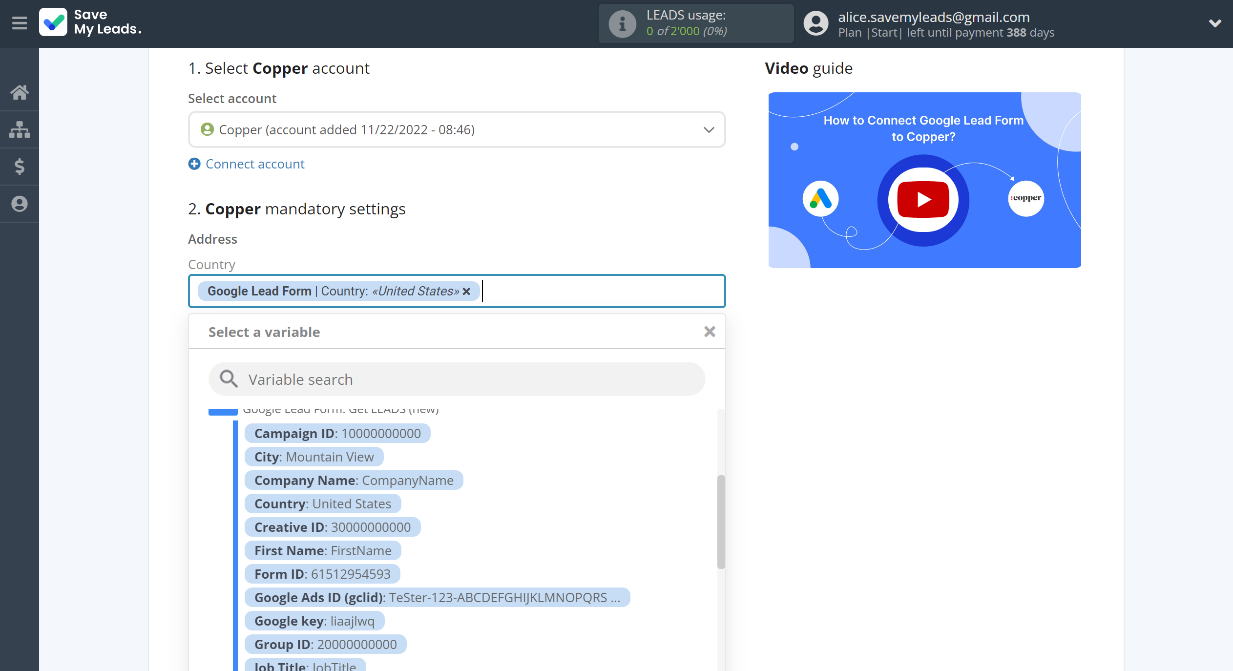 How to Connect Google Lead Form with Copper Create Contacts | Assigning fields How to Connect Google Lead Form with Copper Create Contacts | Assigning fields