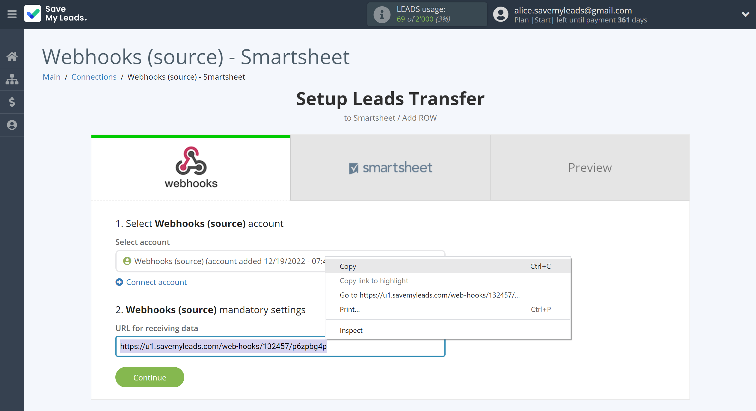 How to Connect Webhooks with Smartsheet | Data Source account connection How to Connect Webhooks with Smartsheet | Data Source account connection