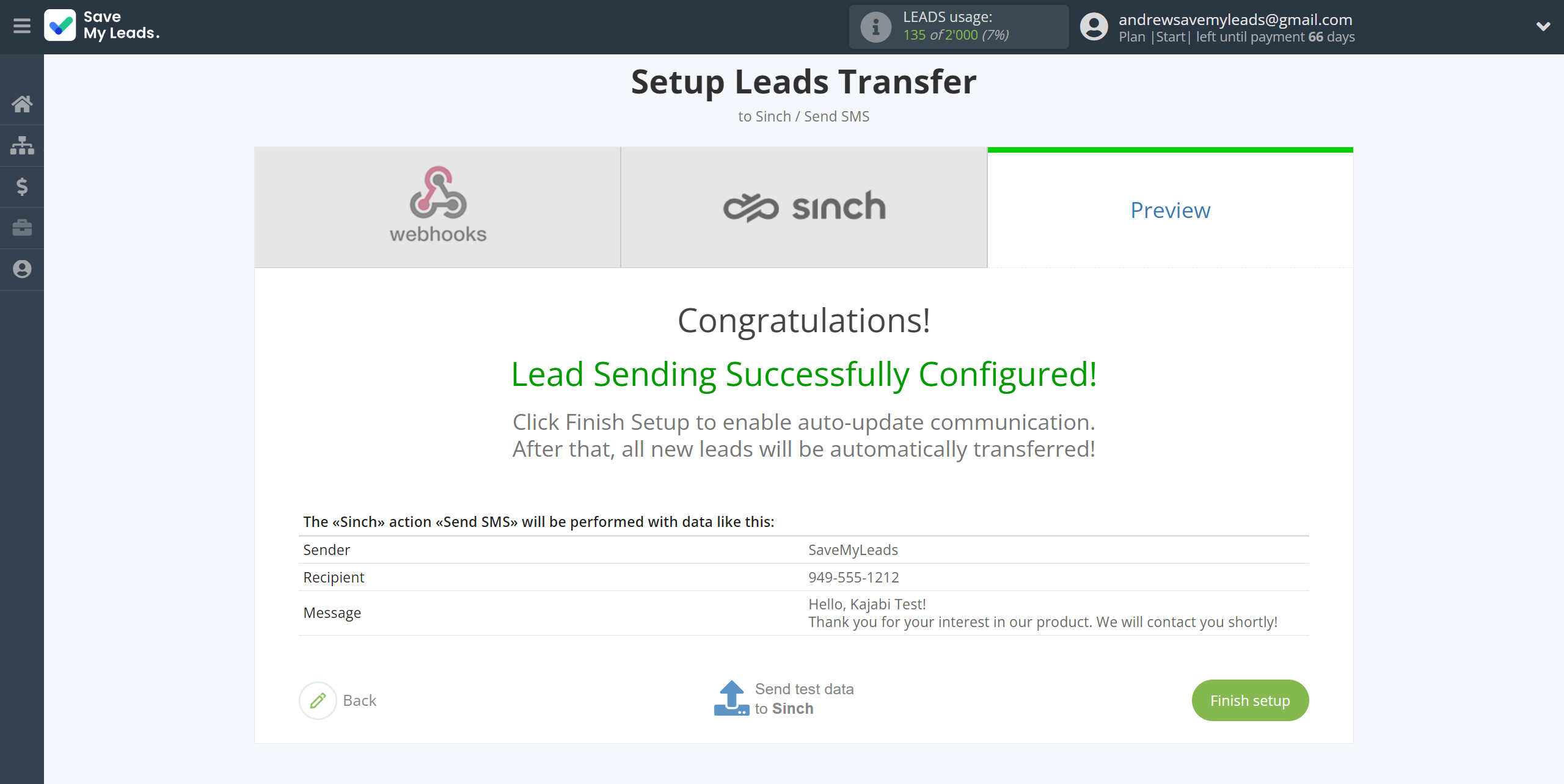 How to Connect Webhooks with Sinch | Test data How to Connect Webhooks with Sinch | Test data