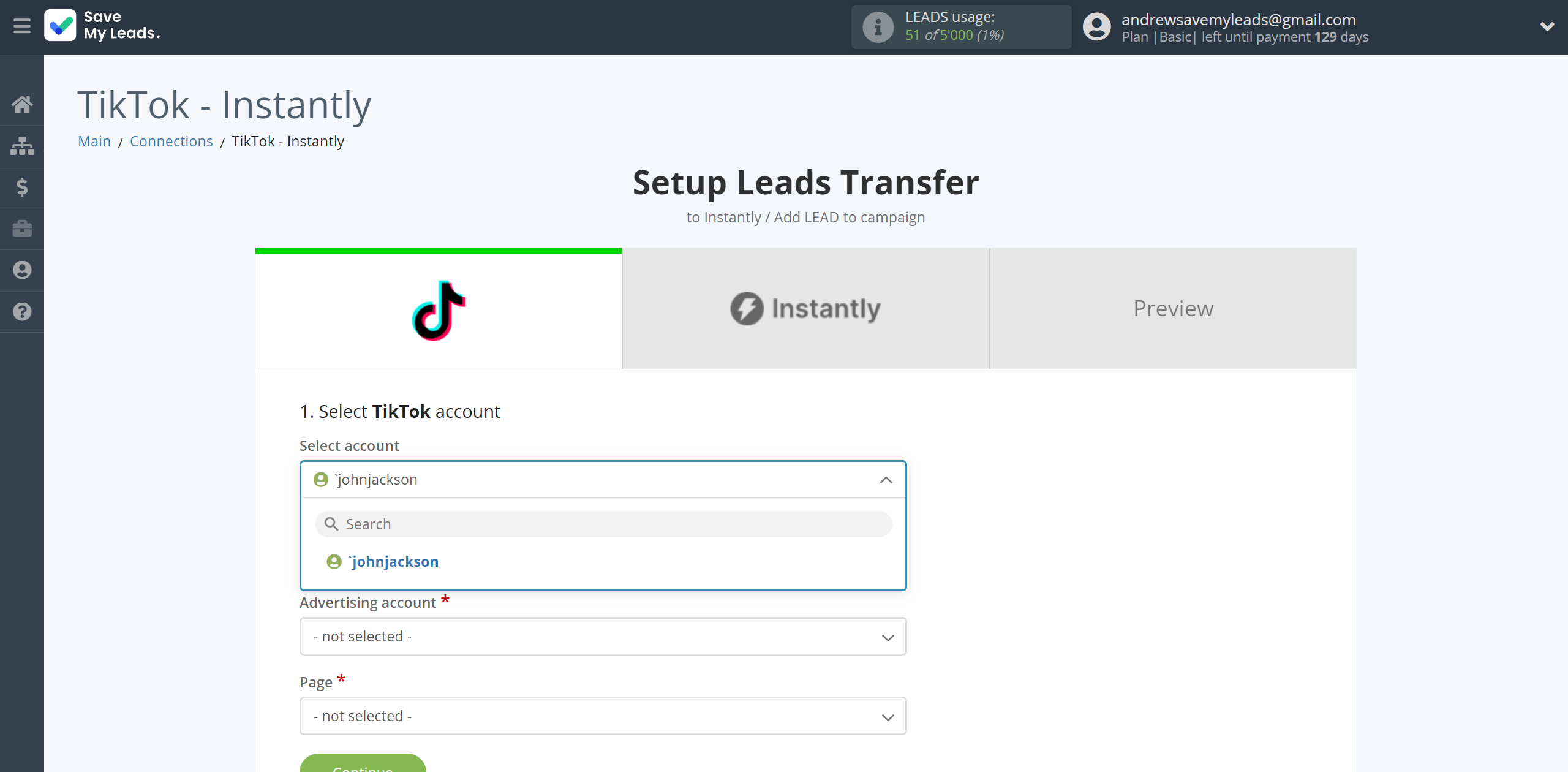 How to Connect TikTok with Instantly Add lead to campaign | Data Source account selection How to Connect TikTok with Instantly Add lead to campaign | Data Source account selection