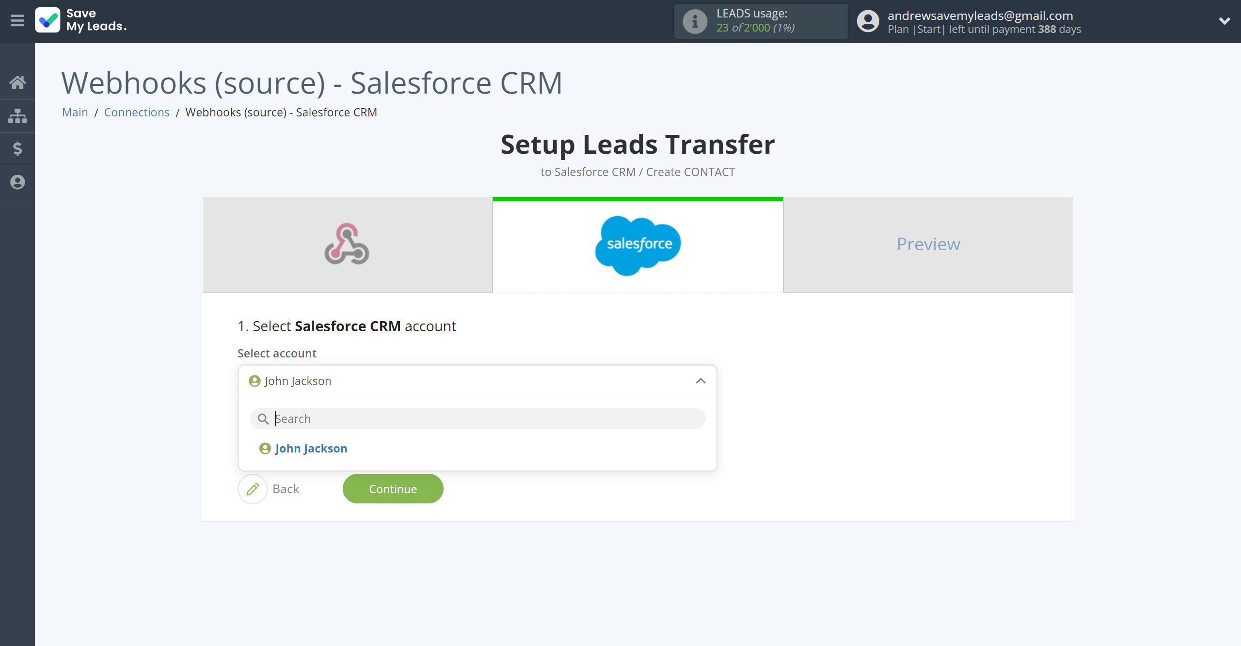 How to Connect Webhooks with Salesforce CRM Create Contacts | Data Destination account selection How to Connect Webhooks with Salesforce CRM Create Contacts | Data Destination account selection