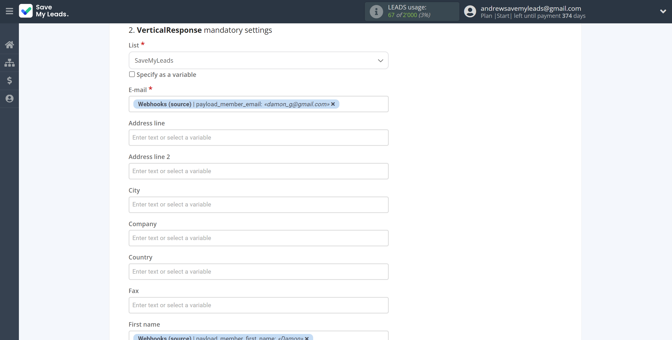 How to Connect Webhooks with VerticalResponse | Assigning fields How to Connect Webhooks with VerticalResponse | Assigning fields